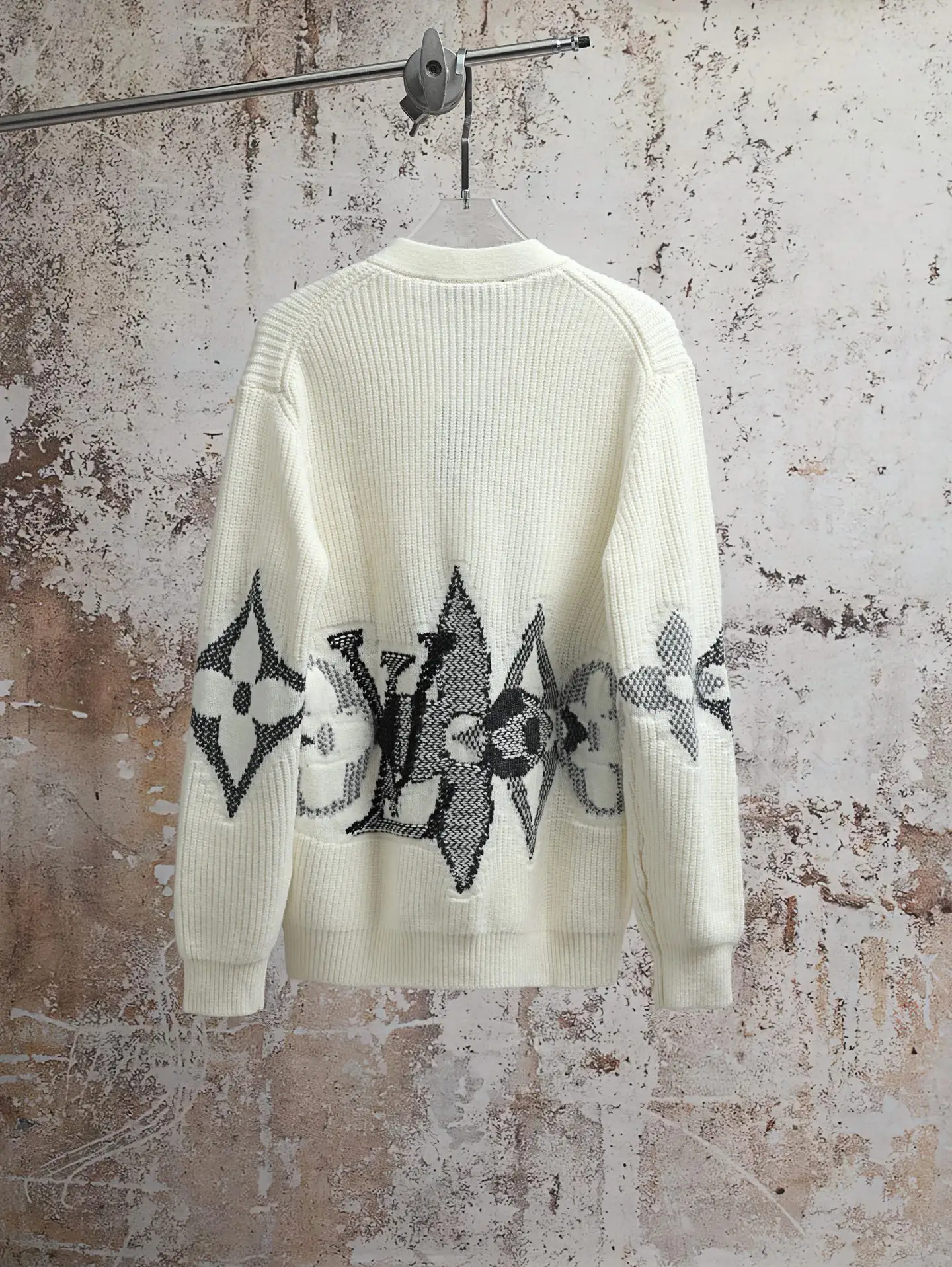 Monogram Intarsia Wool V-Neck Cardigan D35521903 — view 2