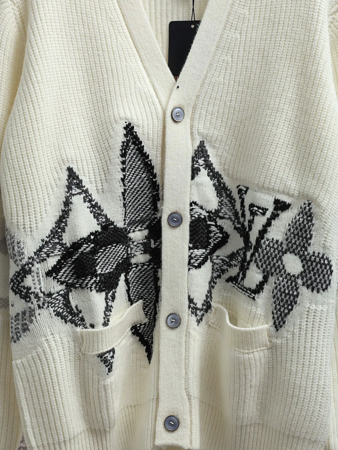 Monogram Intarsia Wool V-Neck Cardigan D35521903 — view 3