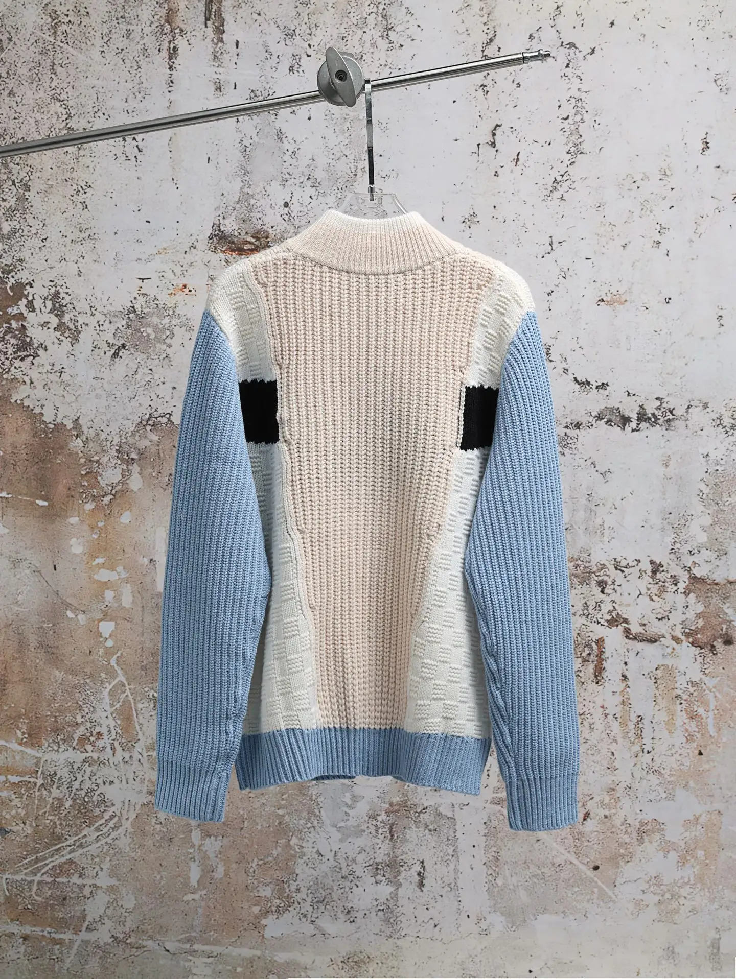 Damier Intarsia Zip-Up Wool Cardigan D41021933 — view 2