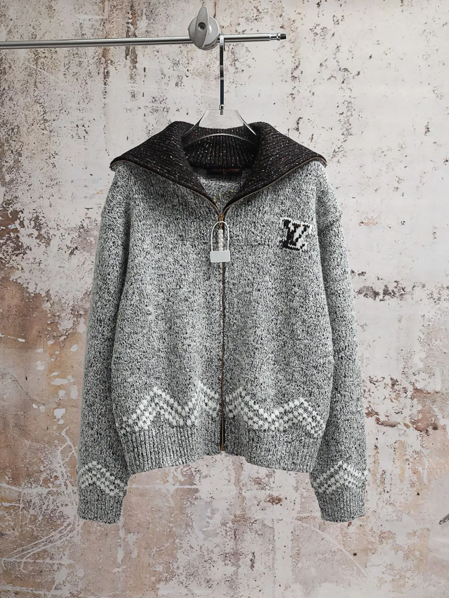 LV x Nigo Intarsia Knit Zip-Up Blouson D44021885
