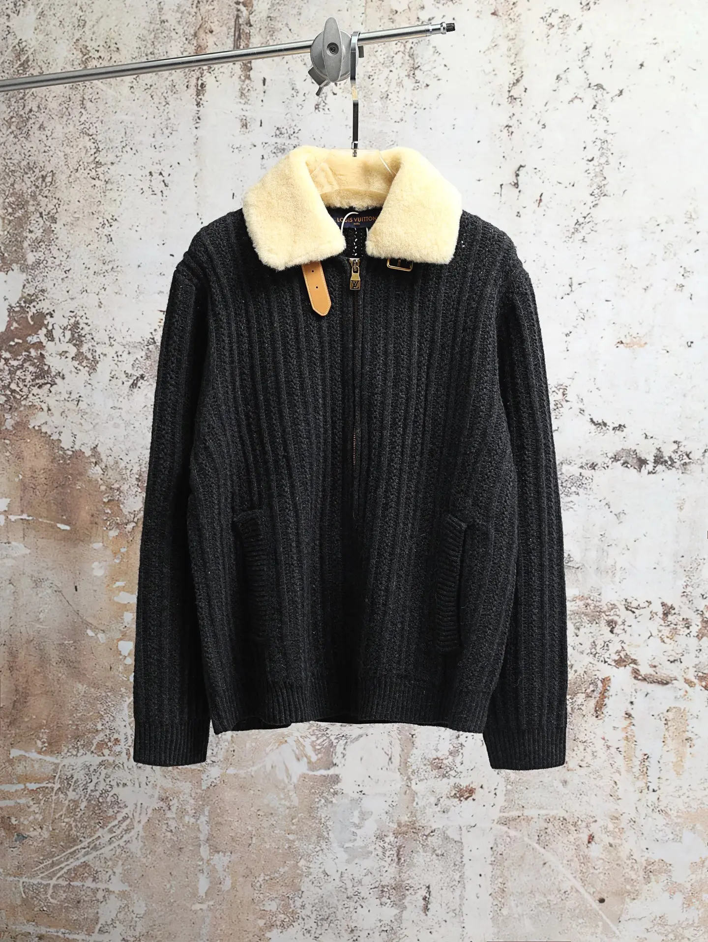 Shearling-Collar Wool and Cashmere Ribbed Blouson D44021904