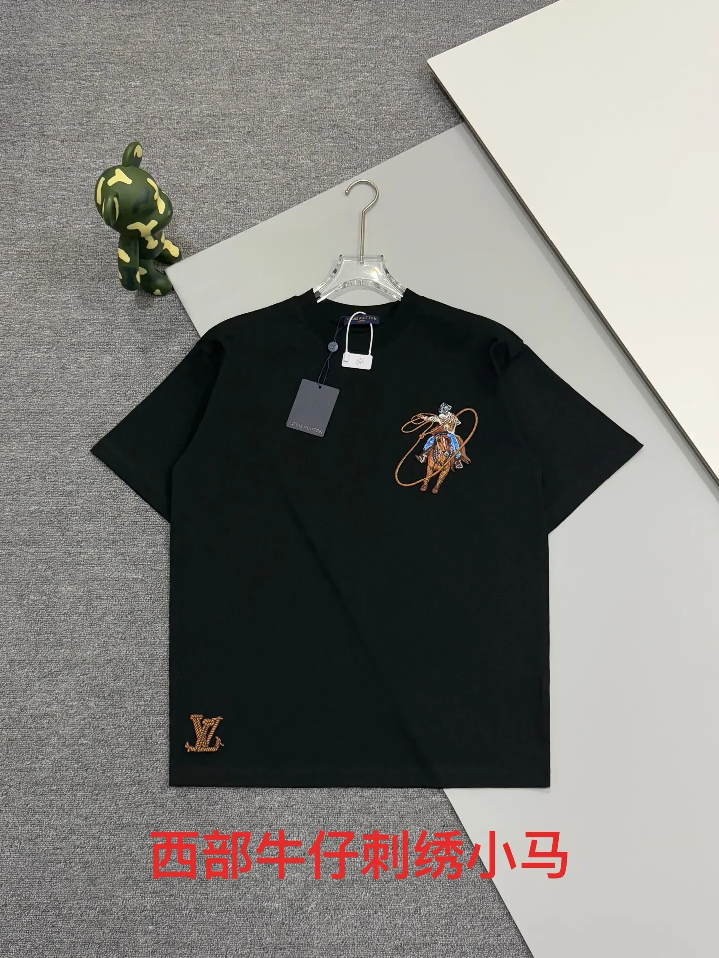 Embroidered Cowboy Lasso Cotton T-Shirt D14513464