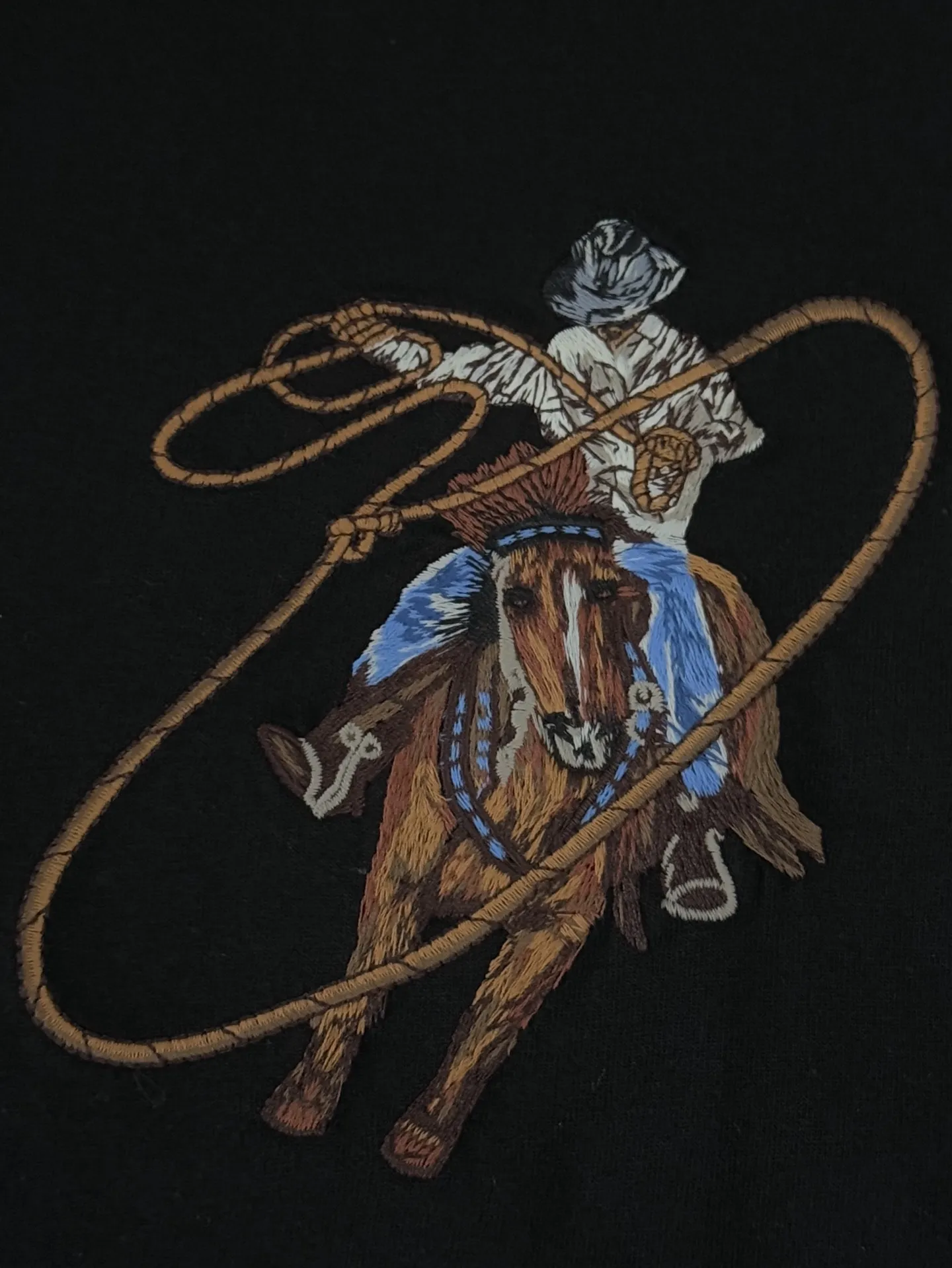 Embroidered Cowboy Lasso Cotton T-Shirt D14513464 — view 4