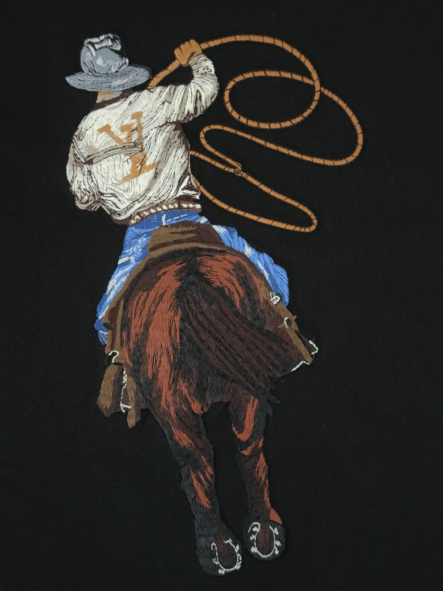 Embroidered Cowboy Lasso Cotton T-Shirt D14513464 — view 7