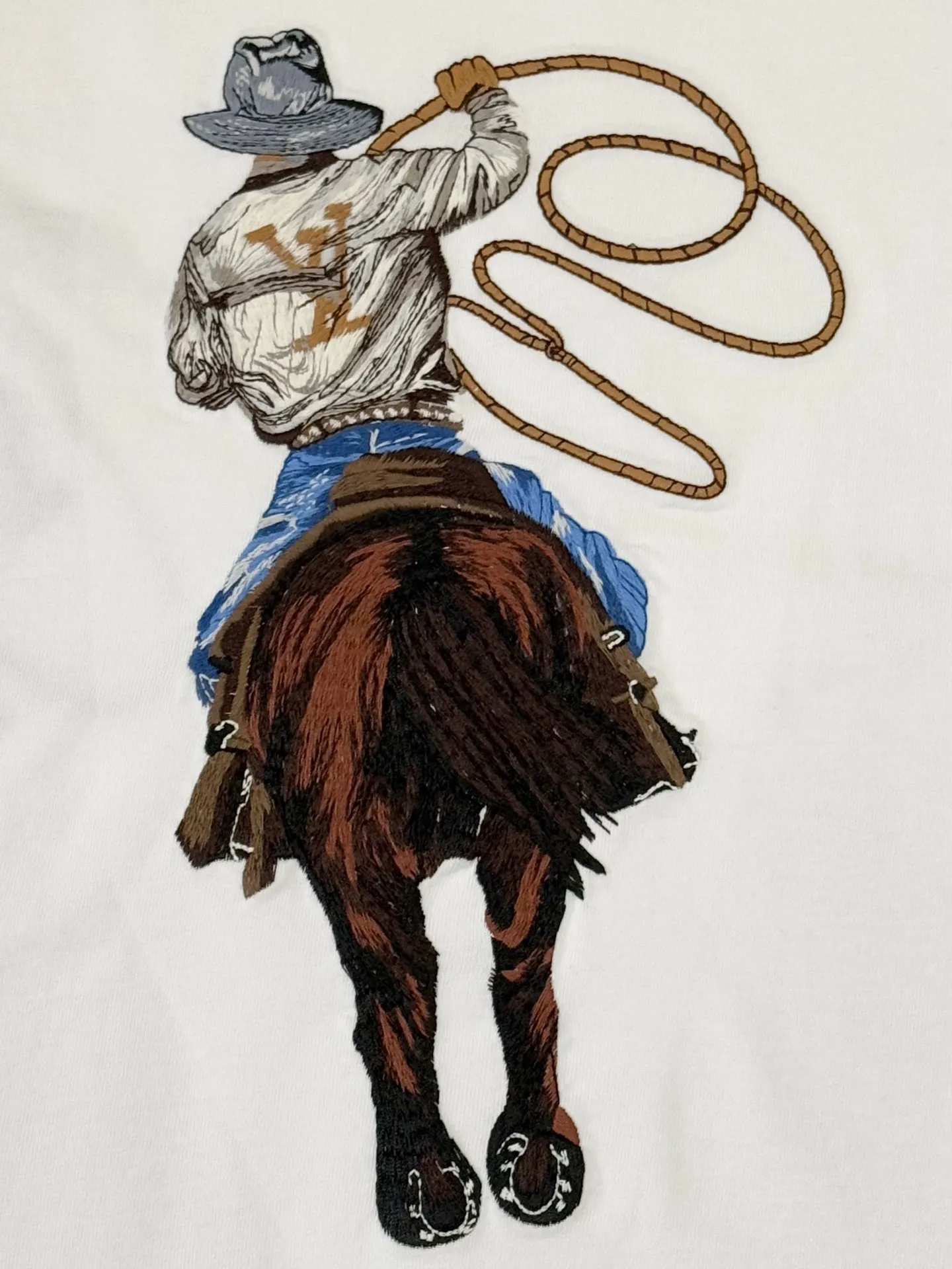 Cowboy Embroidered Cotton T-Shirt D14513463 — view 7