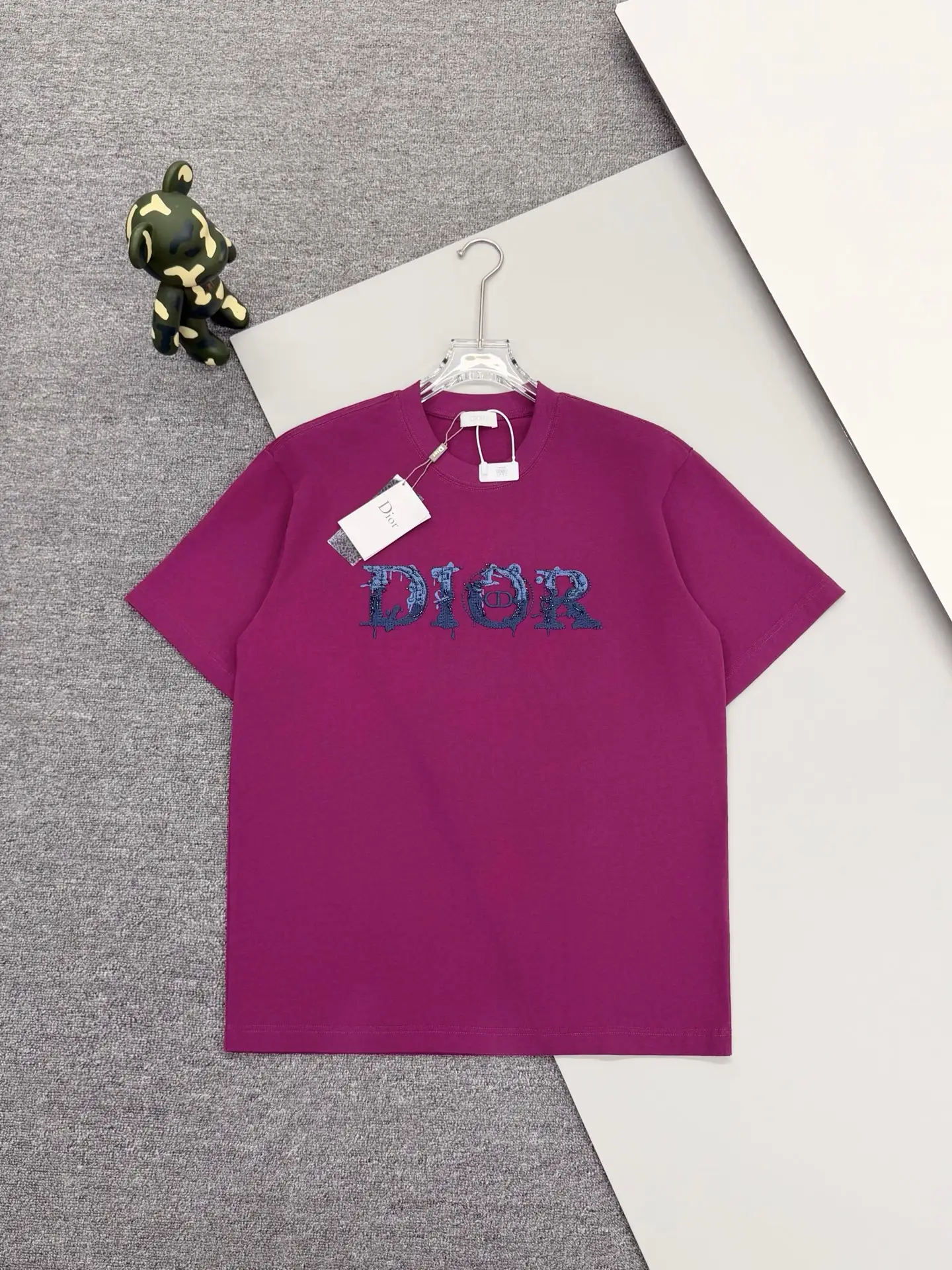 Beaded Logo Embroidery Cotton T-Shirt D15013649