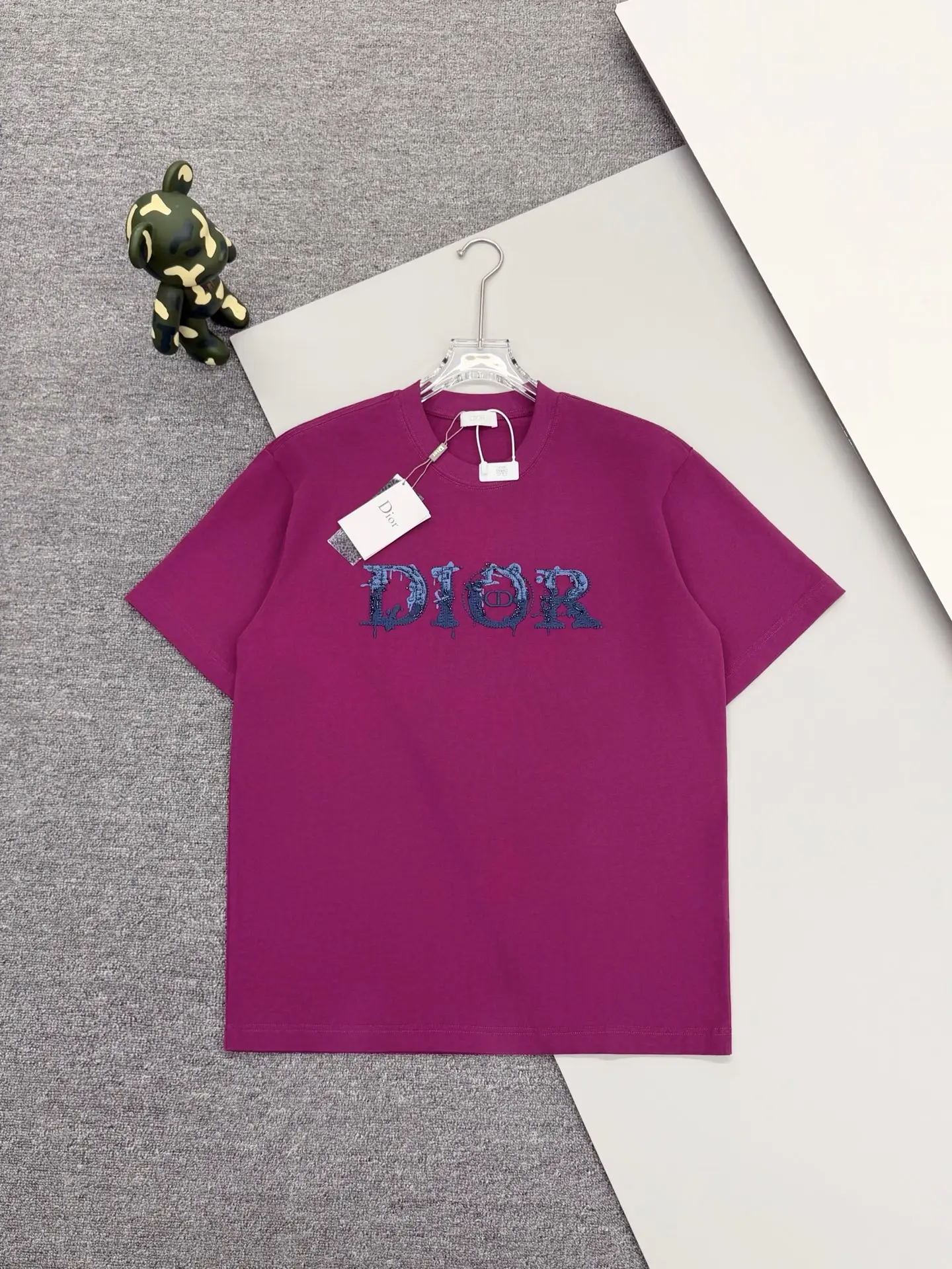 Beaded Logo Embroidery Cotton T-Shirt D15013649