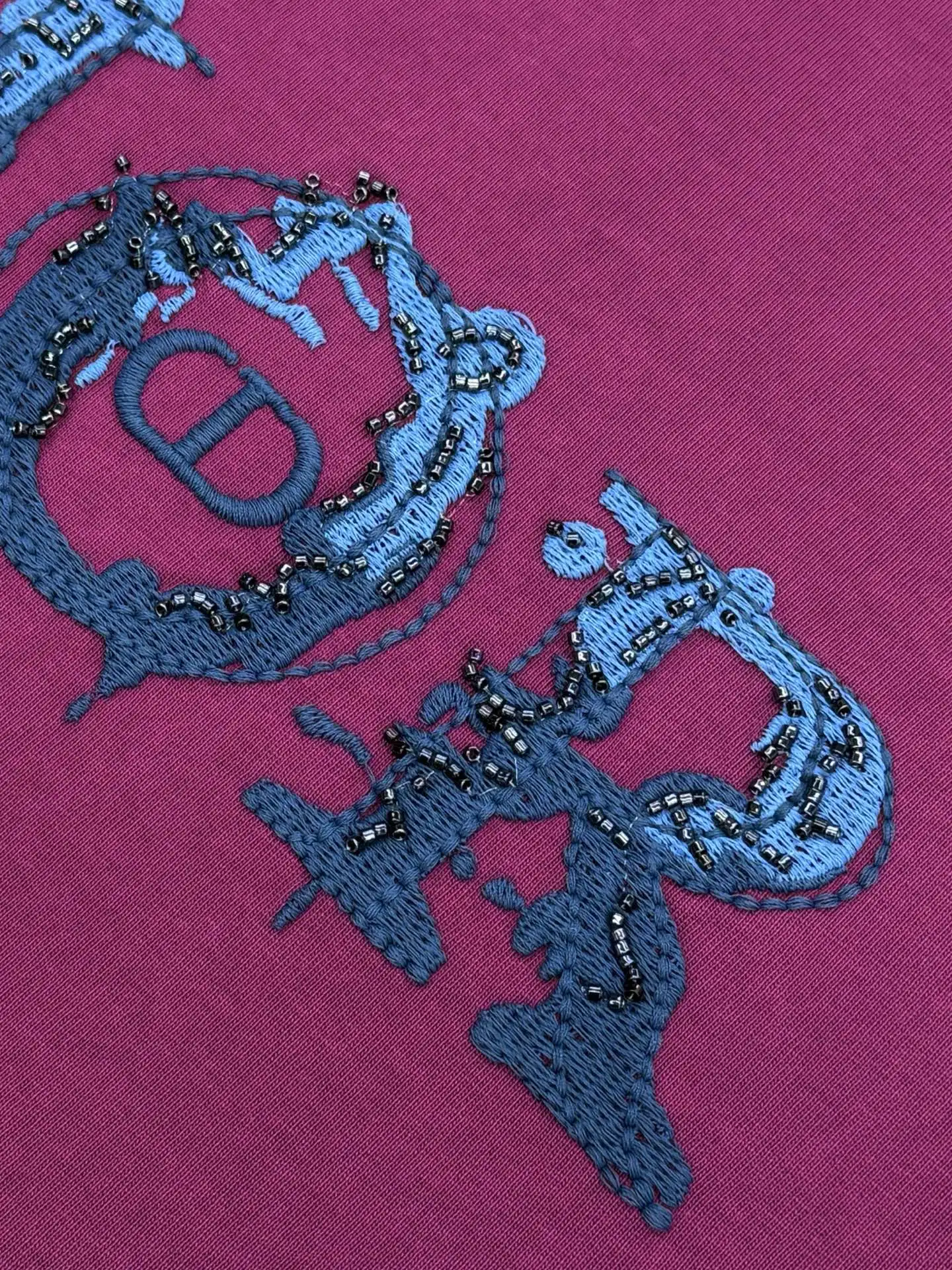 Beaded Logo Embroidery Cotton T-Shirt D15013649 — view 4