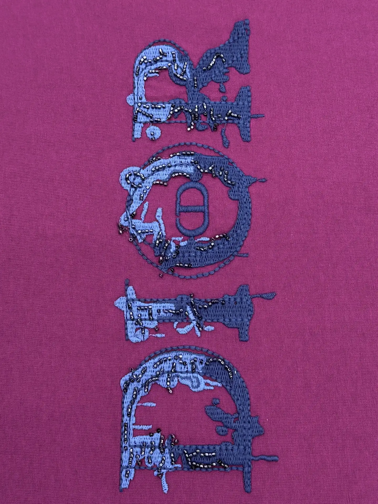 Beaded Logo Embroidery Cotton T-Shirt D15013649 — view 6