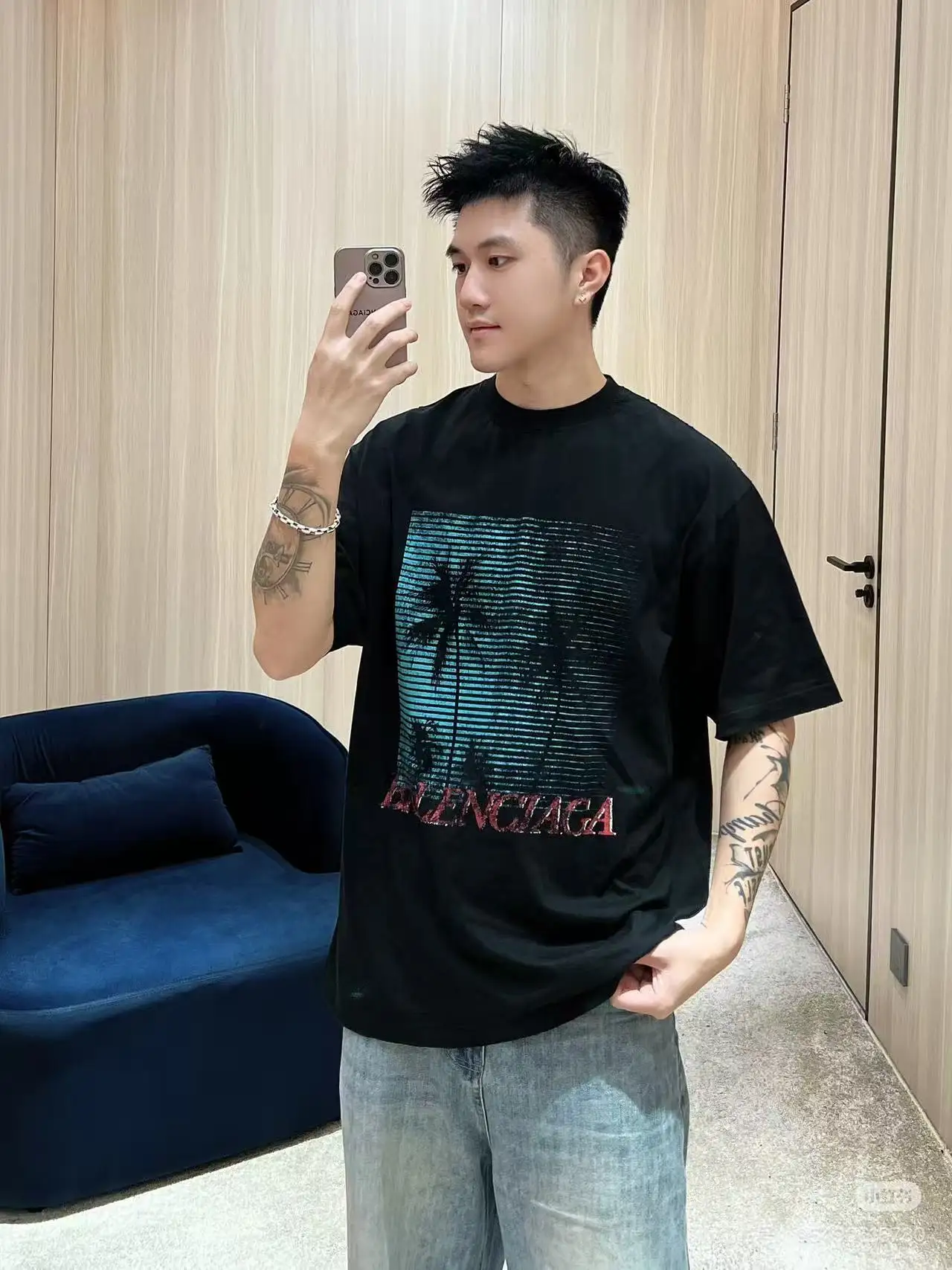 Palm Tree Graphic Print T-Shirt D15519982 — view 3