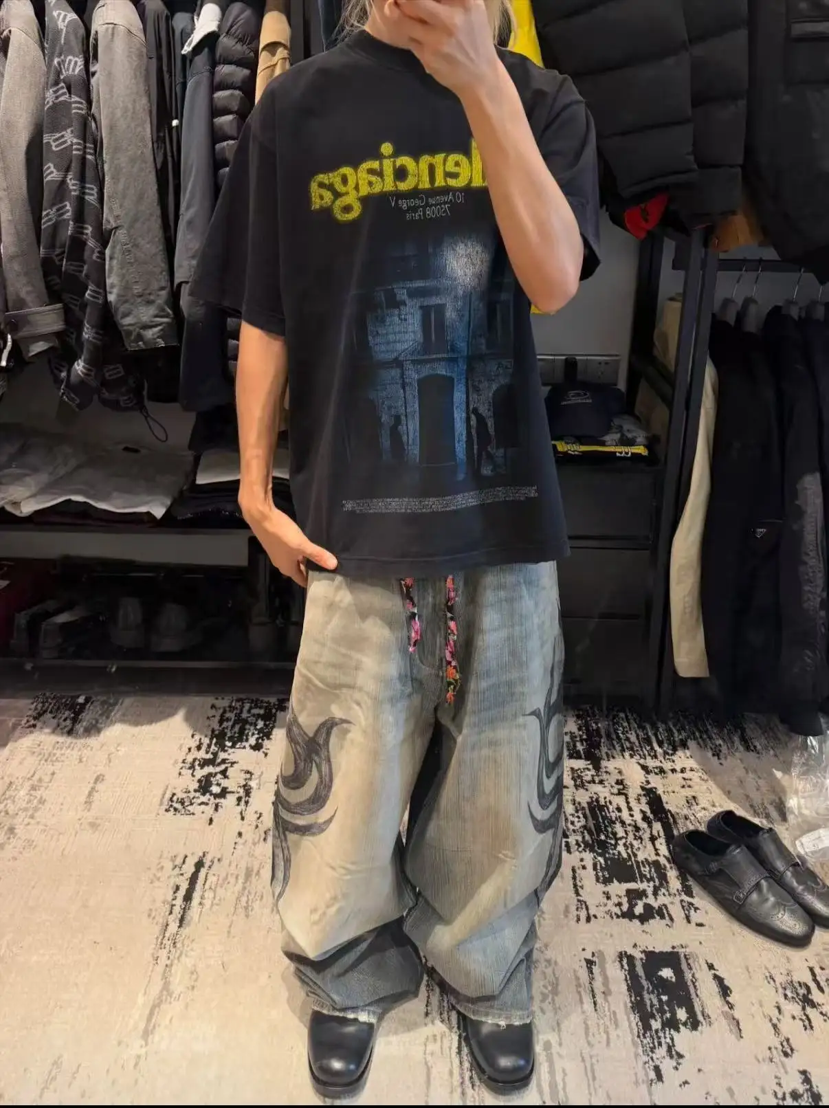 Nightscape Graphic Print Oversized T-Shirt D15519978 — view 5