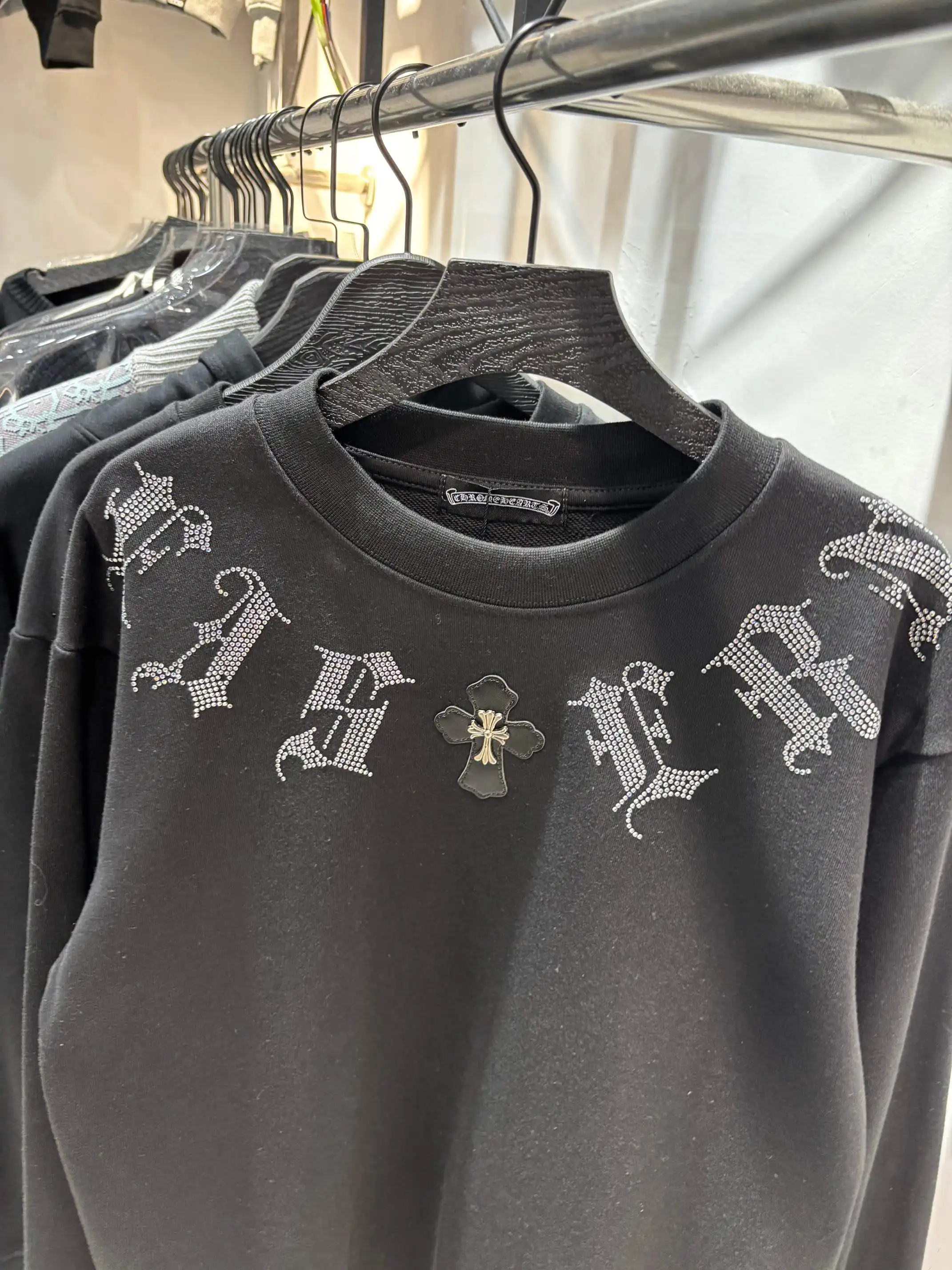 Rhinestone Logo Cotton-Jersey Sweatshirt D19513853 — view 4