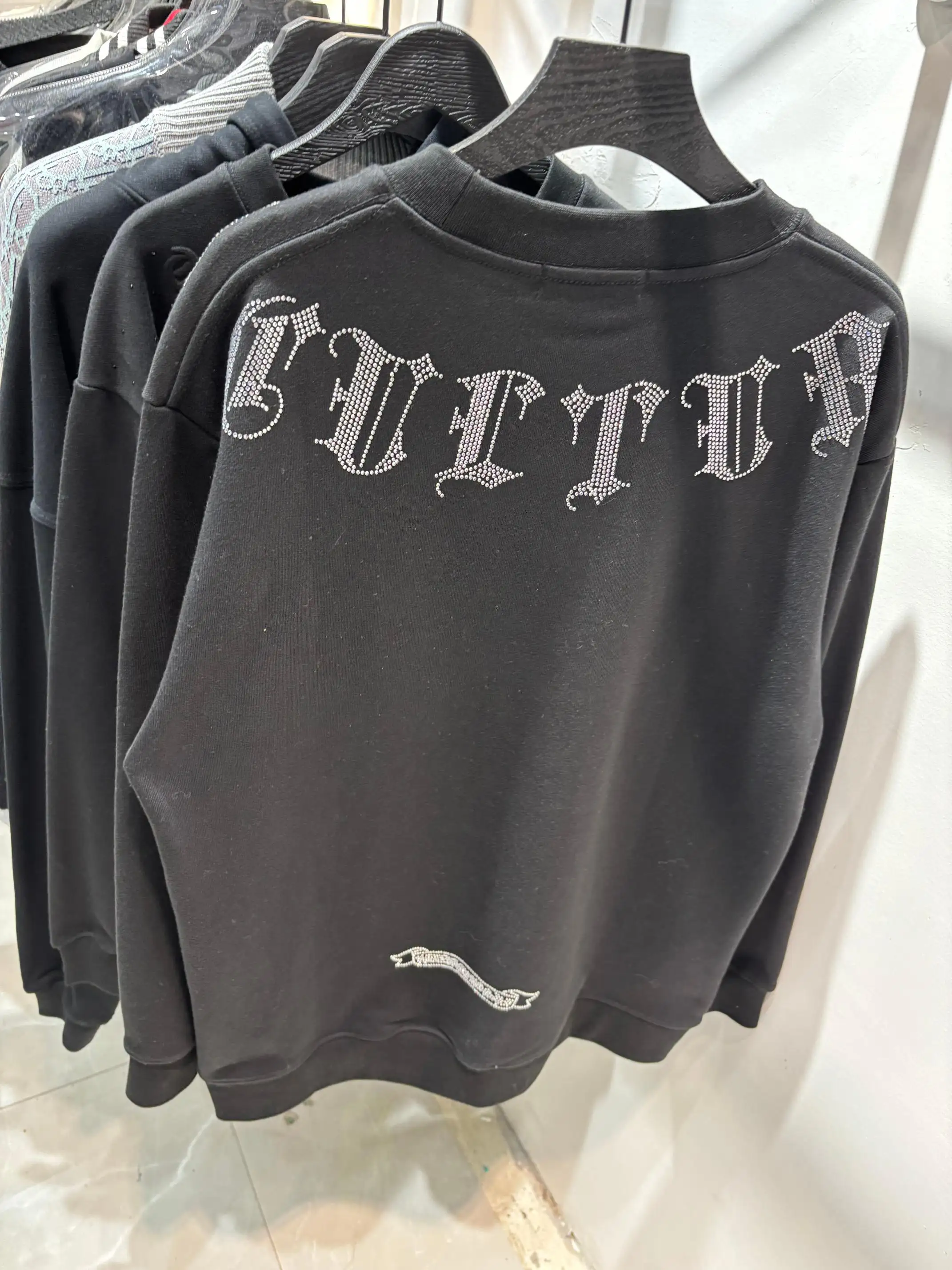 Rhinestone Logo Cotton-Jersey Sweatshirt D19513853 — view 6