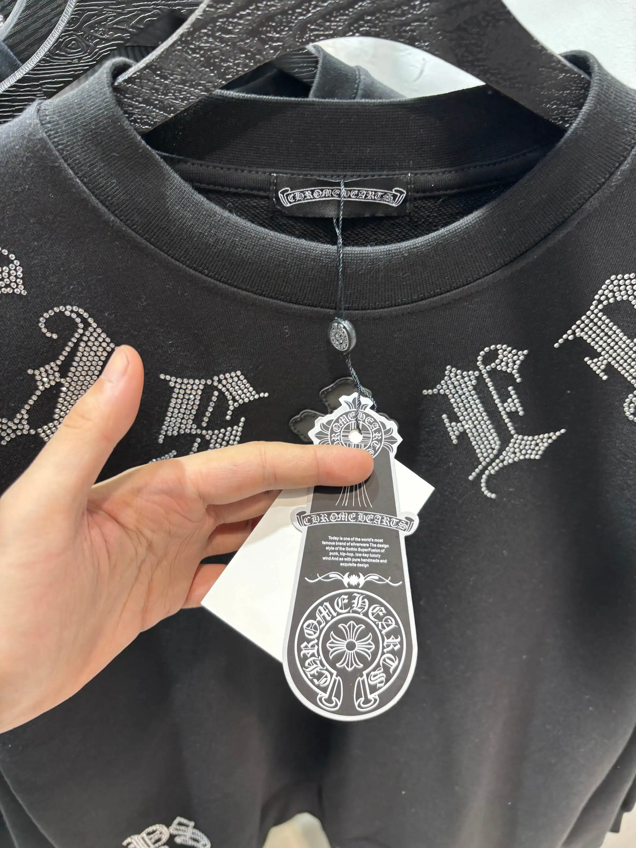 Rhinestone Logo Cotton-Jersey Sweatshirt D19513853 — view 7