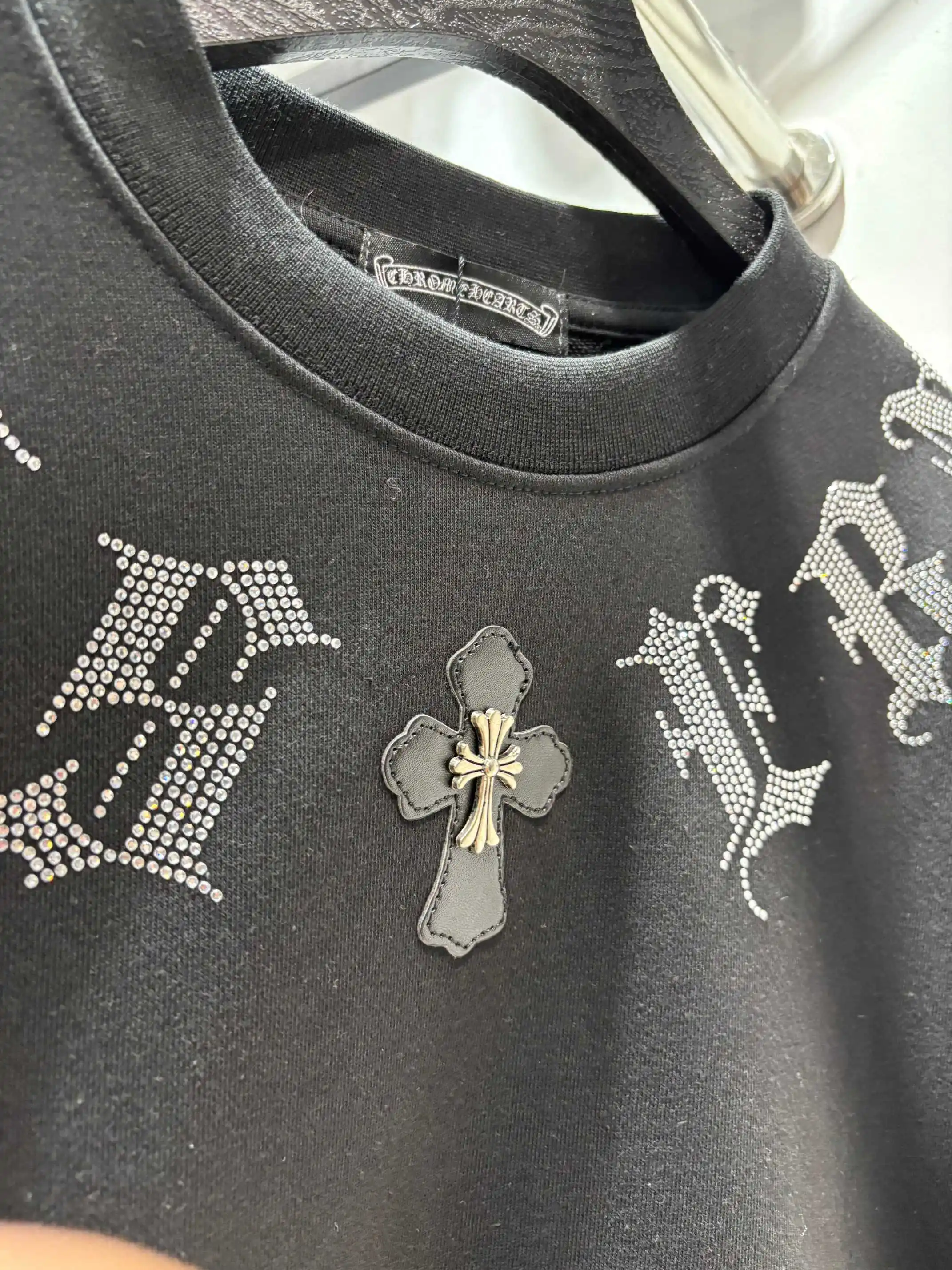 Rhinestone Logo Cotton-Jersey Sweatshirt D19513853 — view 8