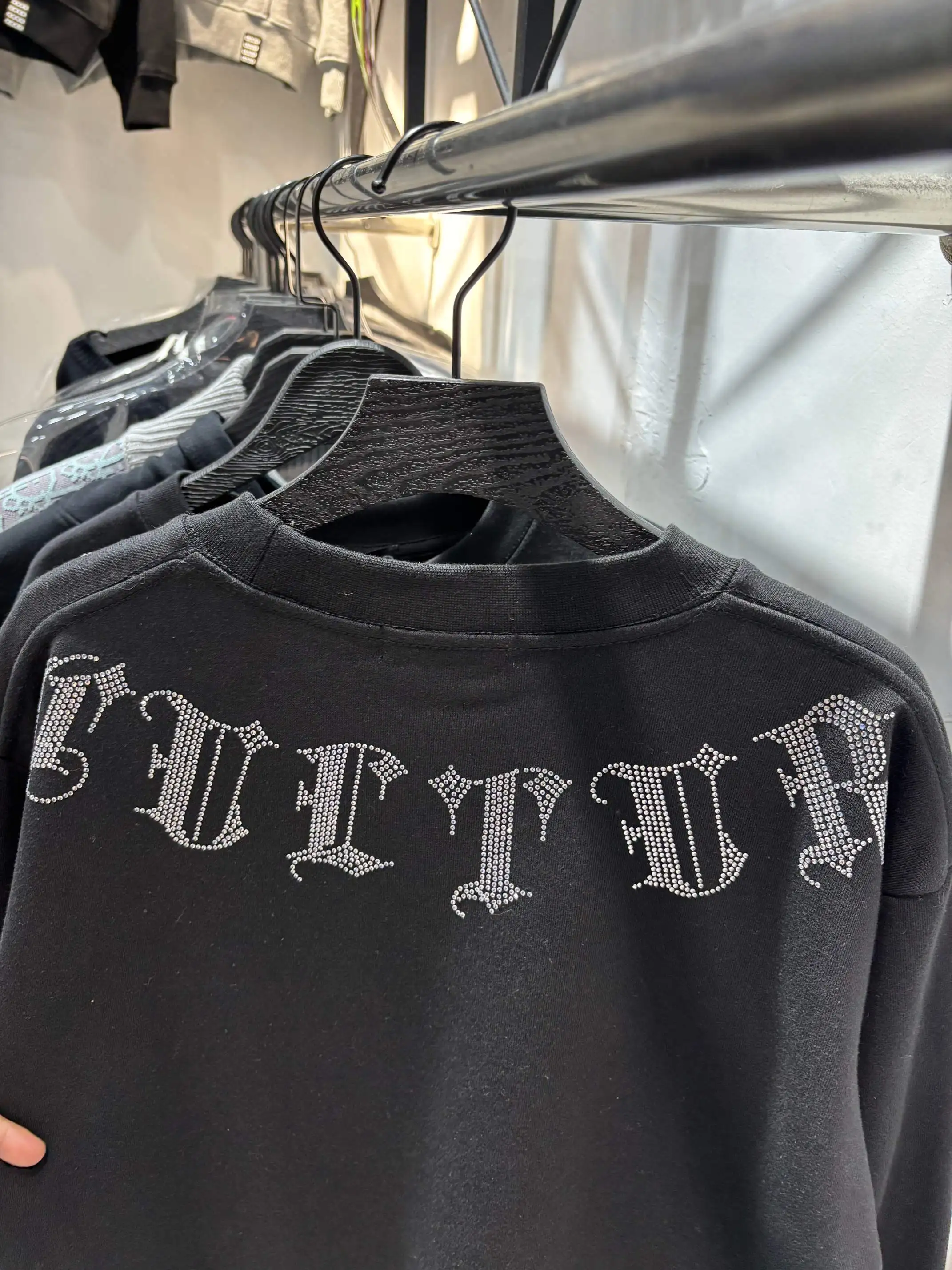 Rhinestone Logo Cotton-Jersey Sweatshirt D19513853 — view 10