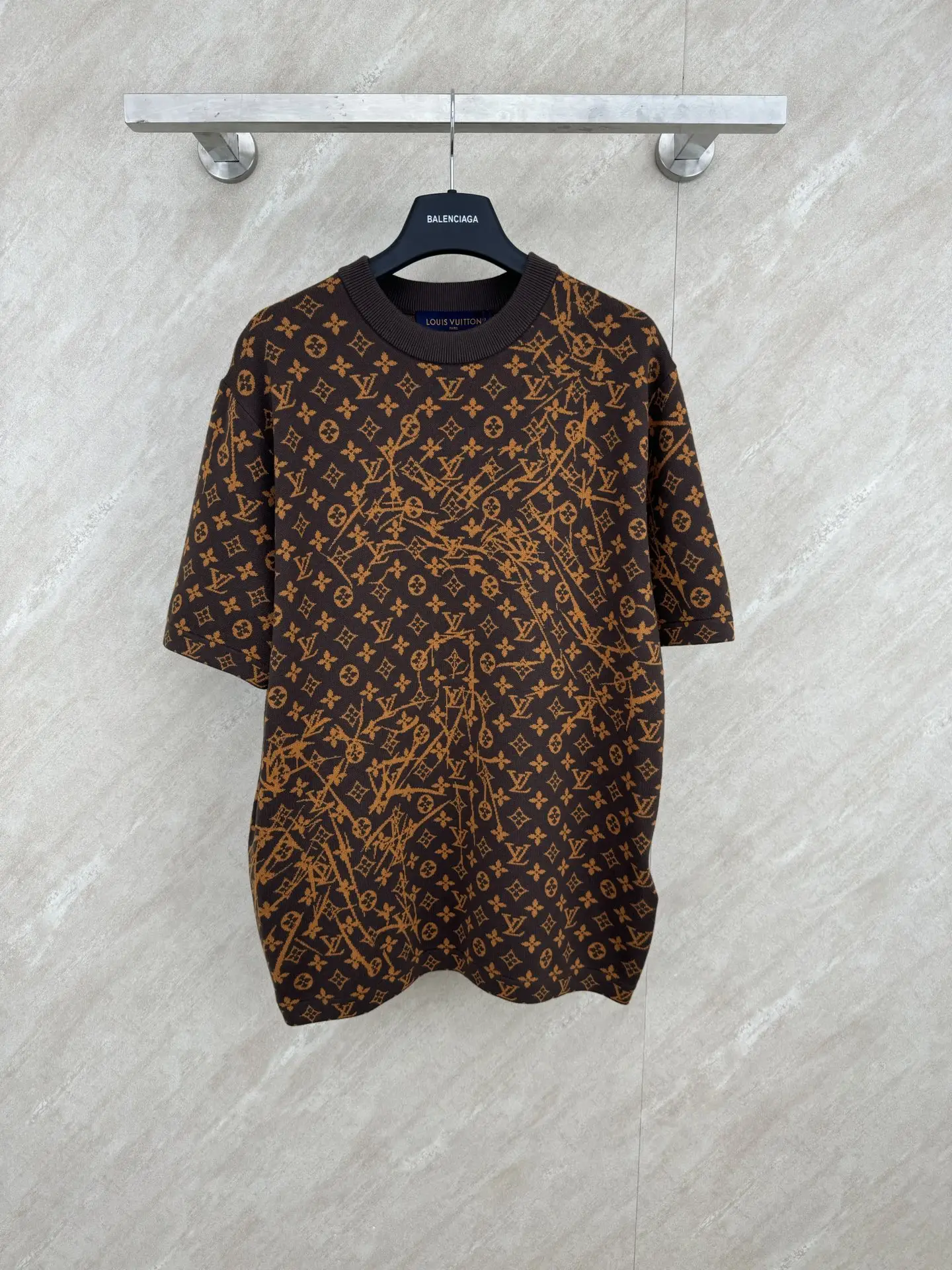 Monogram Jacquard Distressed Knit T-Shirt D28021150