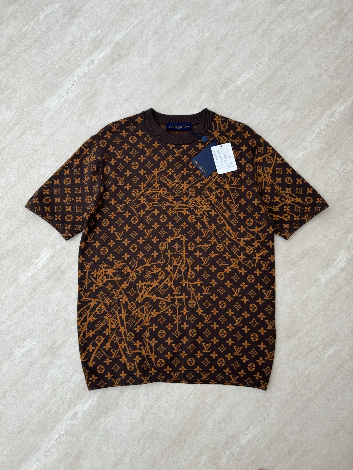 Monogram Jacquard Distressed Knit T-Shirt D28021150 — view 3