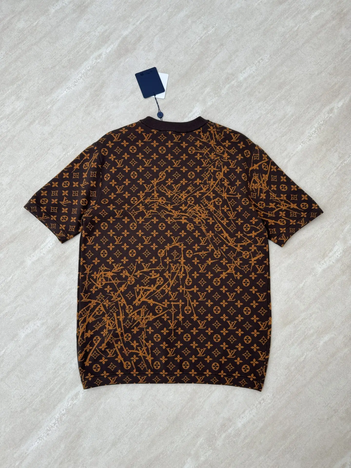 Monogram Jacquard Distressed Knit T-Shirt D28021150 — view 4