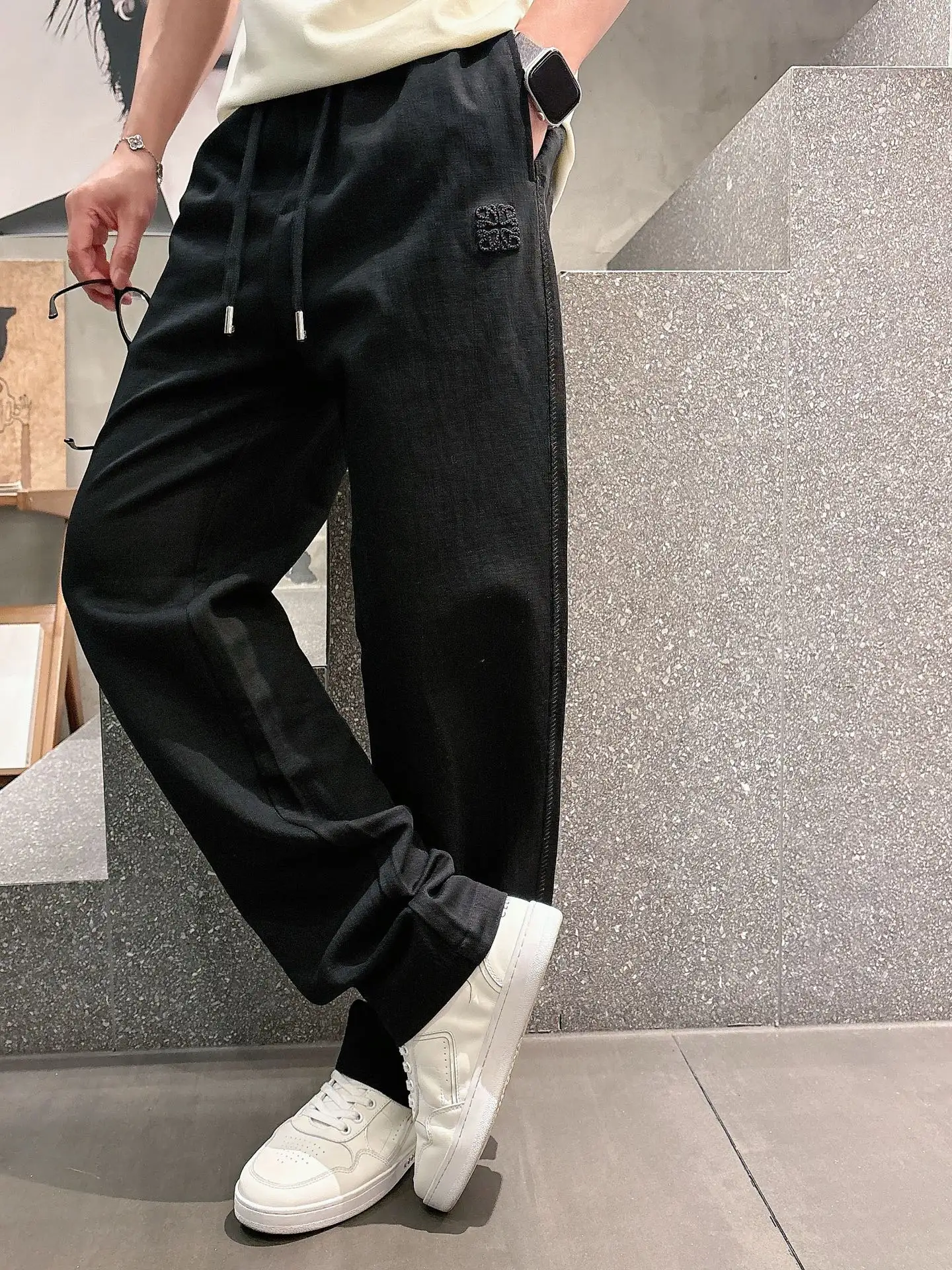 Logo-Embroidered Drawstring Trousers D22513341