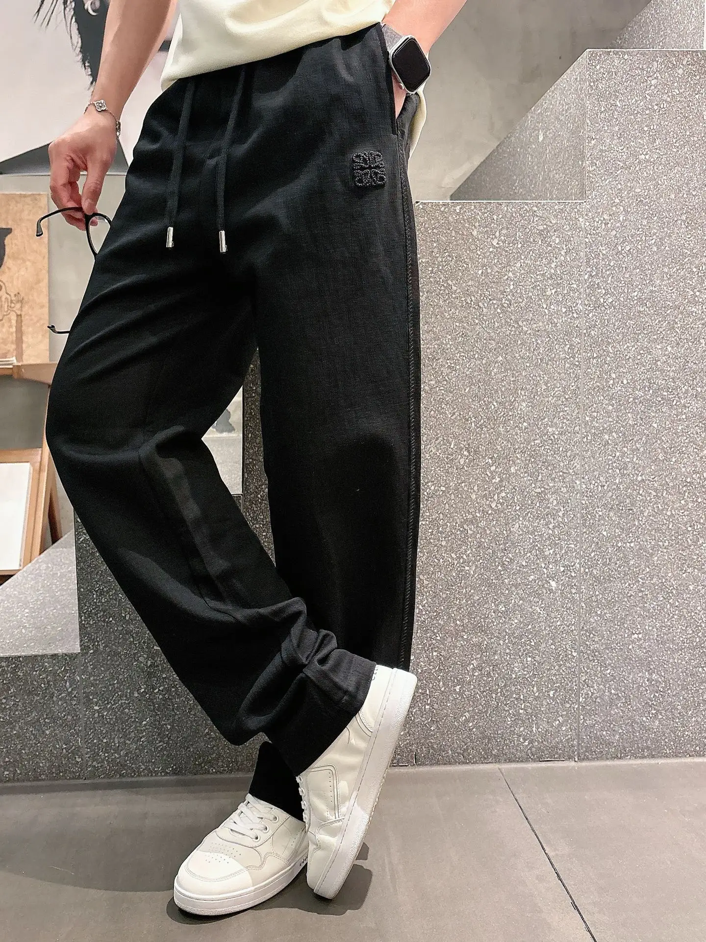 Logo-Embroidered Drawstring Trousers D22513341