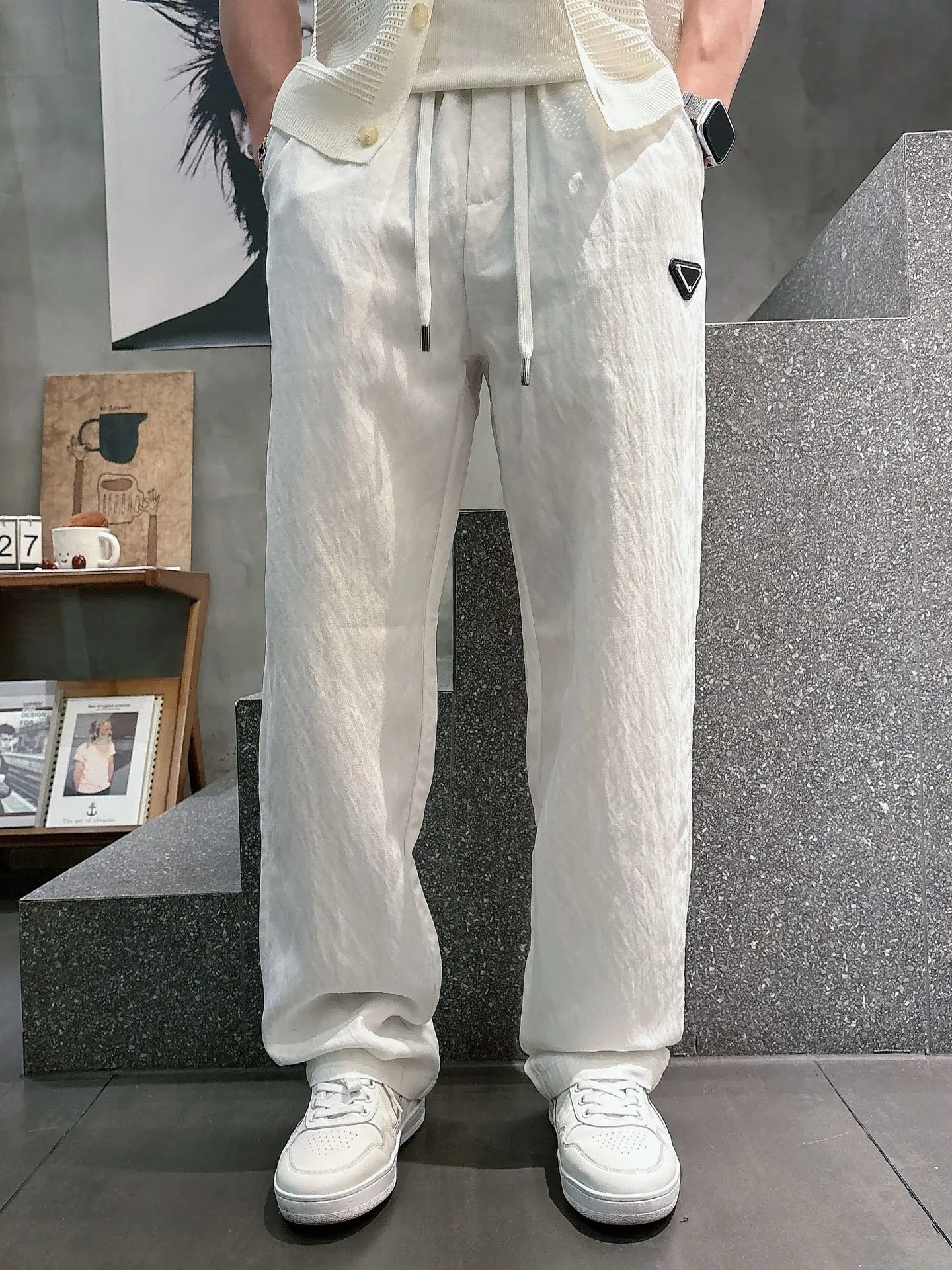 Logo-Patch Drawstring Casual Trousers D23012397
