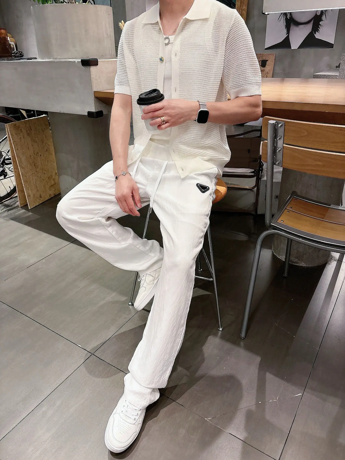Logo-Patch Drawstring Casual Trousers D23012397 — view 5