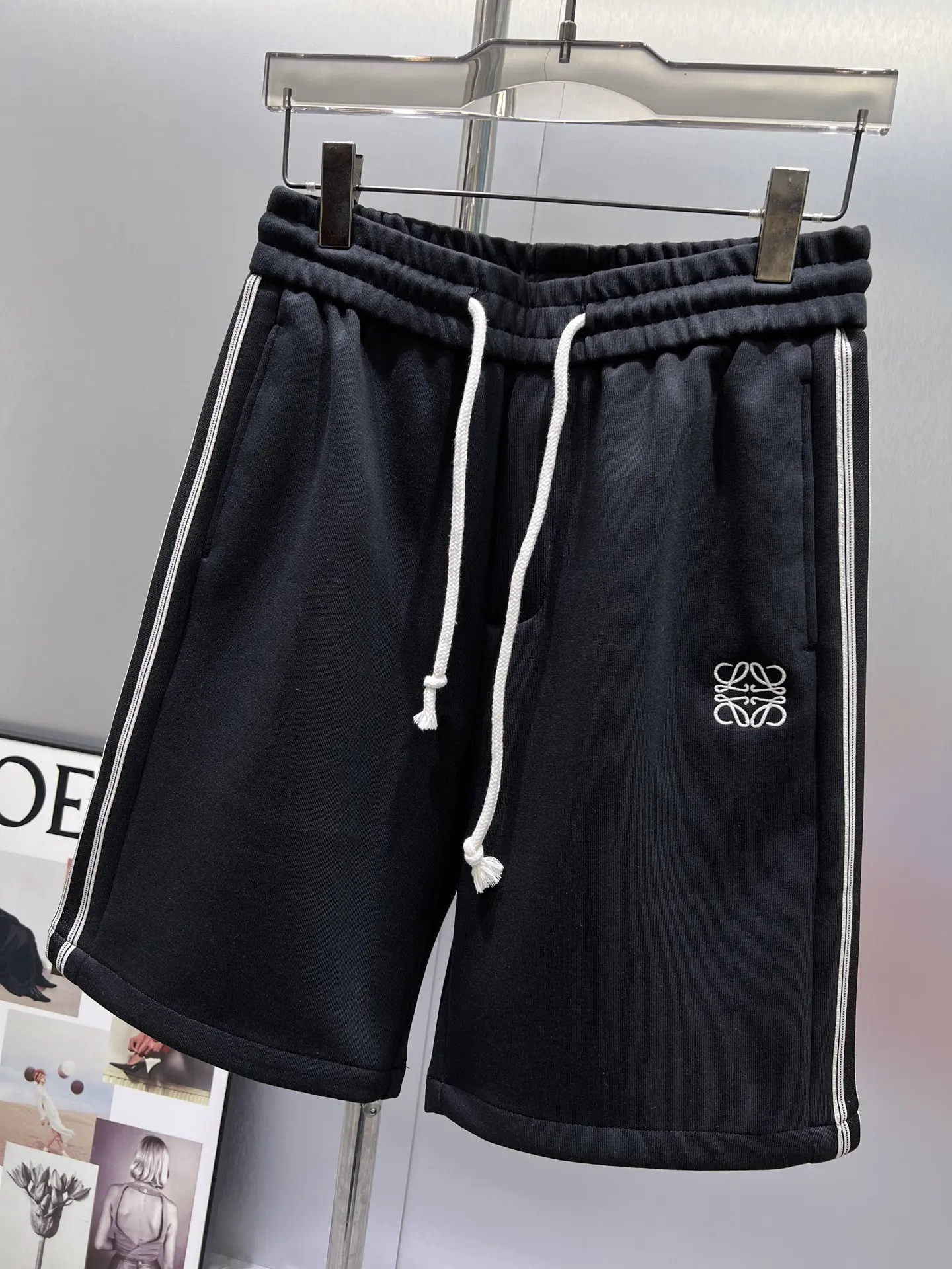 Anagram Embroidered Cotton-Blend Shorts D20512431 — view 5