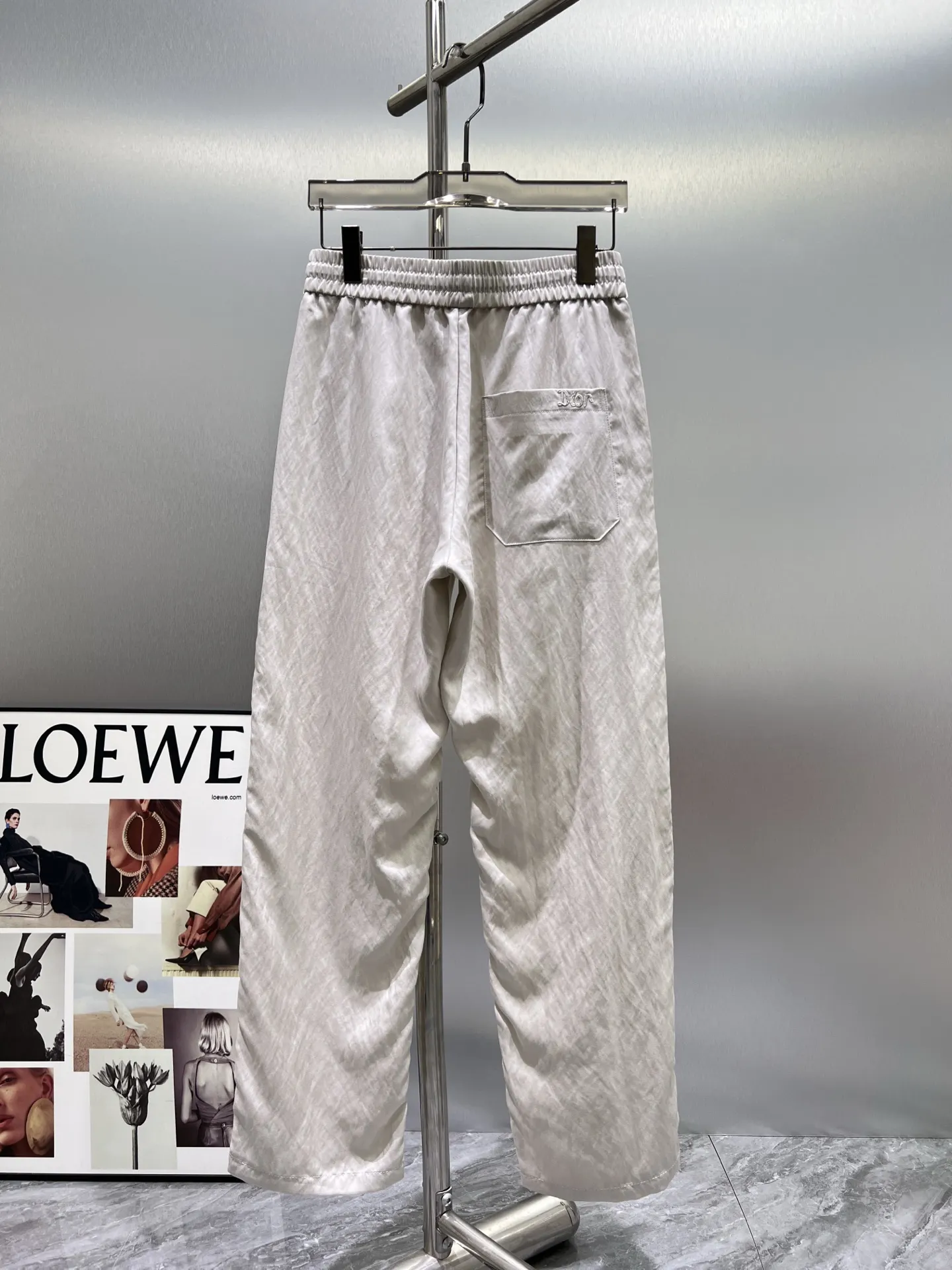 Logo-Embroidered Tencel and Linen-Blend Trousers D23012412 — view 2