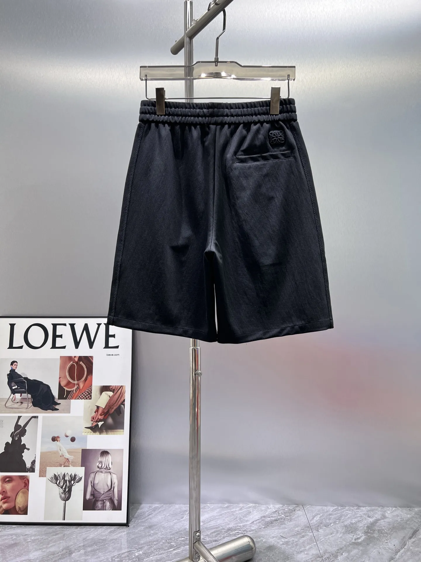Anagram Embroidered Cotton-Blend Shorts D20012417 — view 2