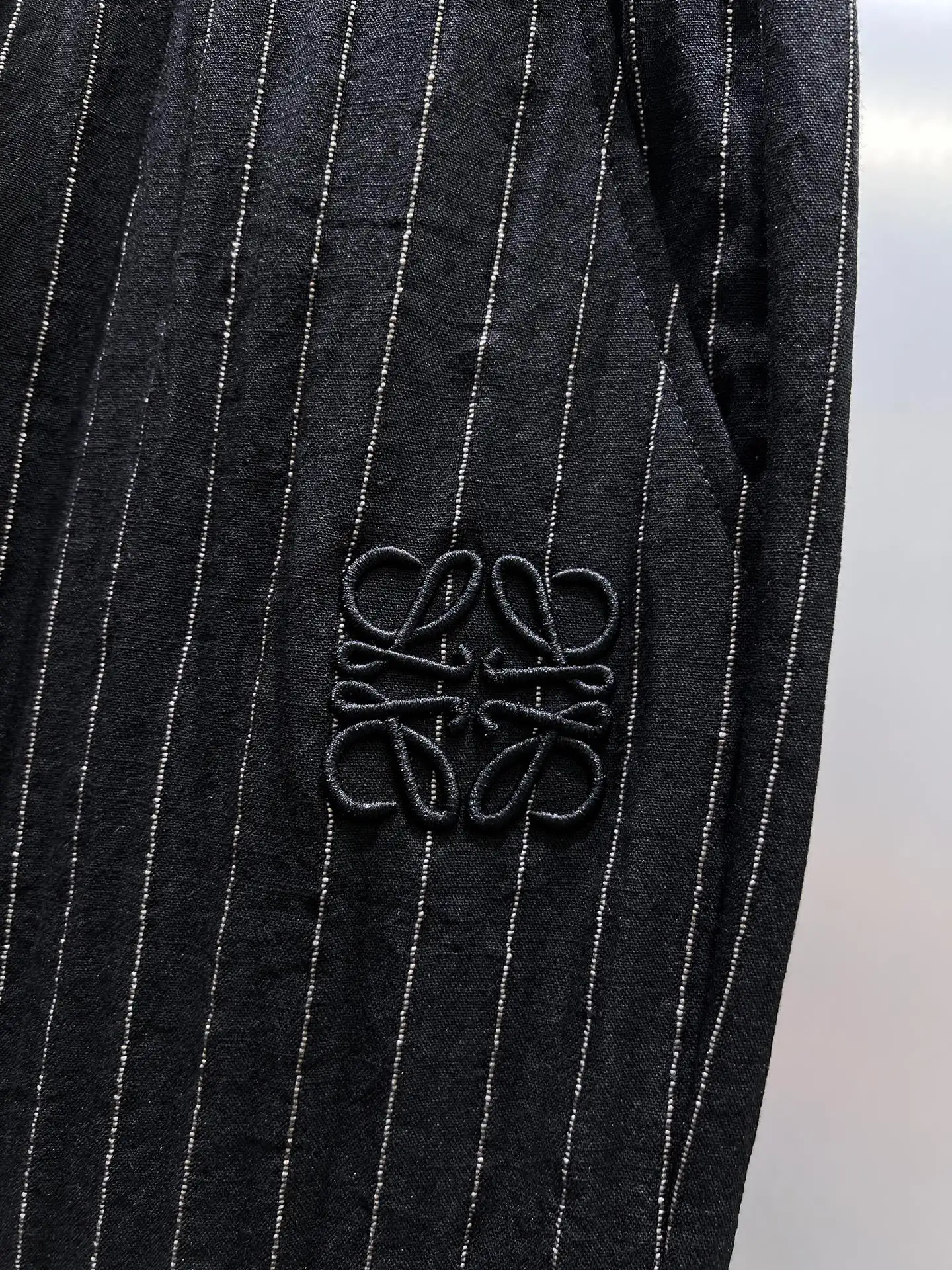 Embroidered Pinstriped Cotton-Linen Trousers D19511418 — view 4