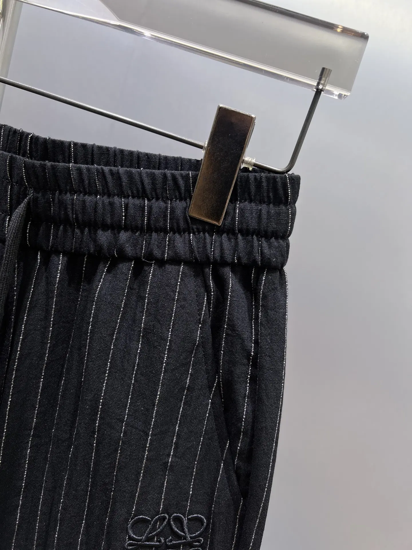 Embroidered Pinstriped Cotton-Linen Trousers D19511418 — view 9