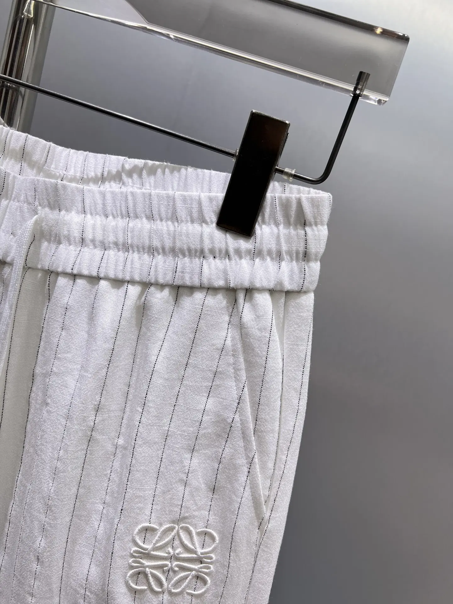 Embroidered Logo Cotton-Linen Trousers D19511417 — view 6
