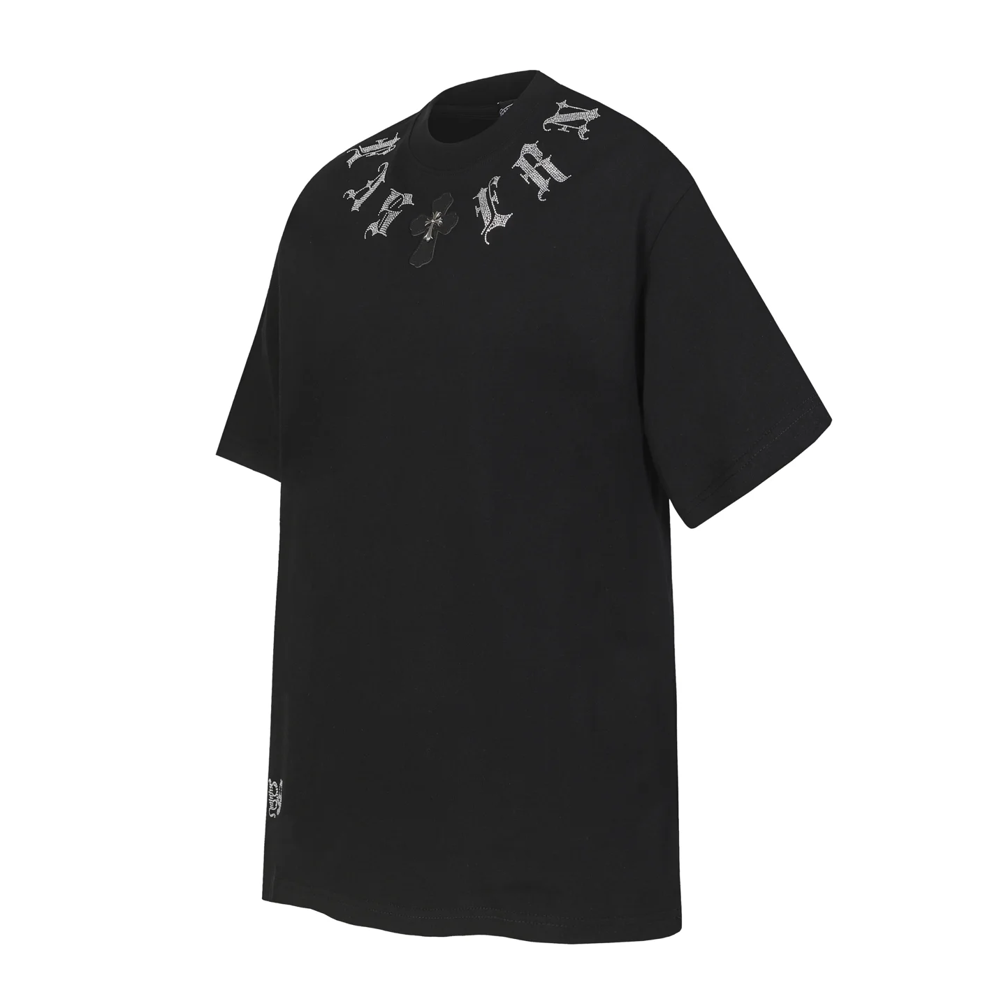 Rhinestone Gothic Script Cotton T-Shirt D10013927 — view 2