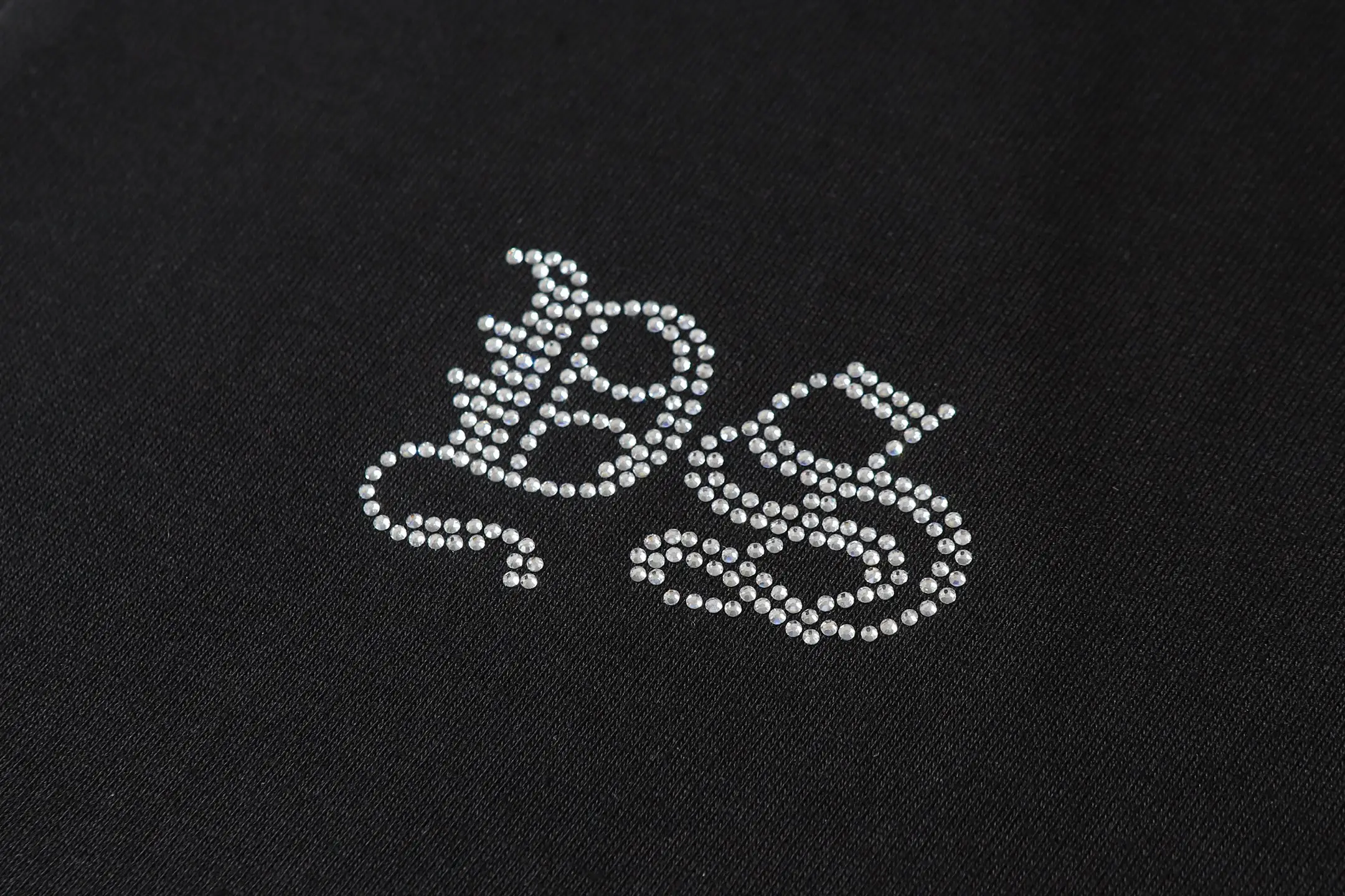 Rhinestone Gothic Script Cotton T-Shirt D10013927 — view 10
