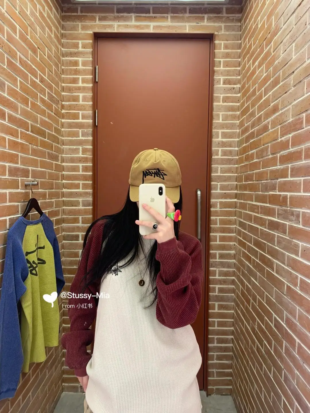 Waffle-Knit Enzyme-Washed Long Sleeve Top D16524987 — view 58