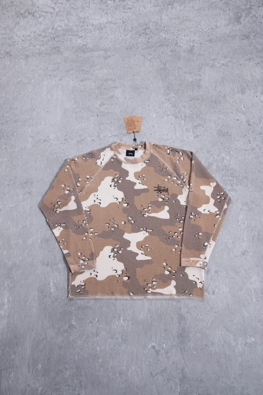 Waffle-Knit Enzyme-Washed Long Sleeve Top D16524987 — view 145