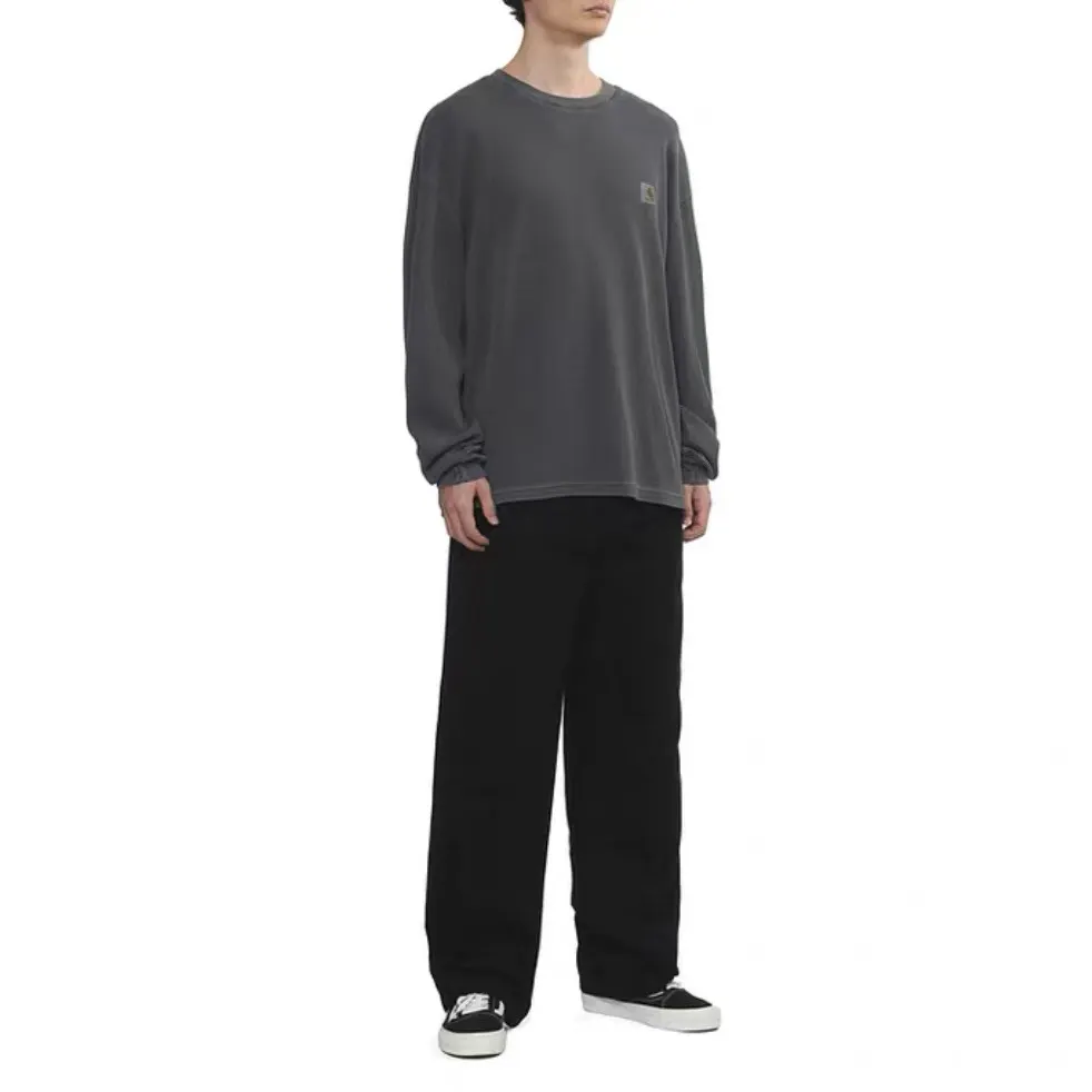 Enzyme-Washed Waffle Knit Long-Sleeve T-Shirt D13524984 — view 2