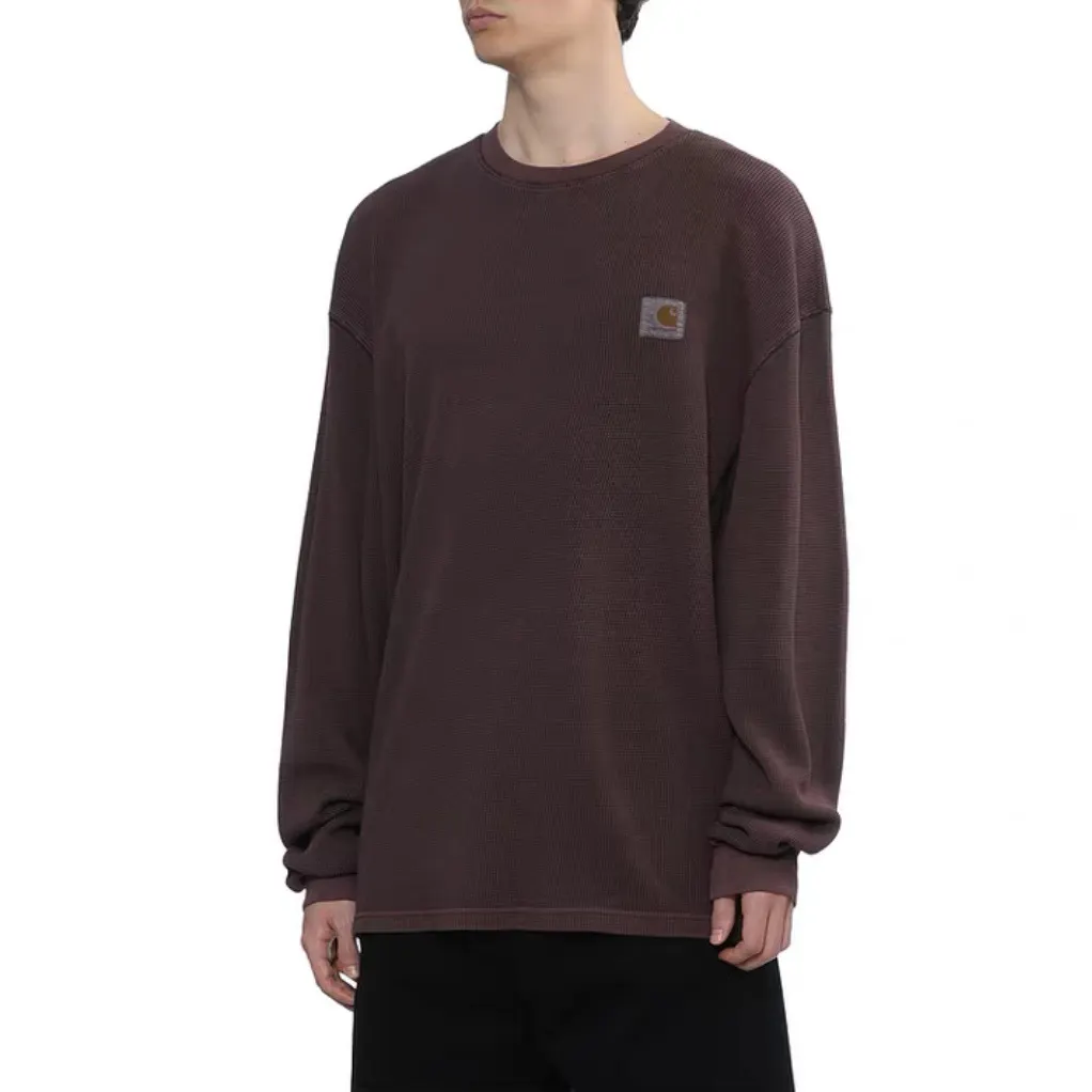 Enzyme-Washed Waffle Knit Long-Sleeve T-Shirt D13524984 — view 5