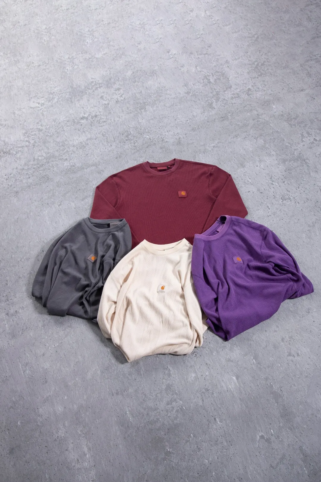 Enzyme-Washed Waffle Knit Long-Sleeve T-Shirt D13524984 — view 28