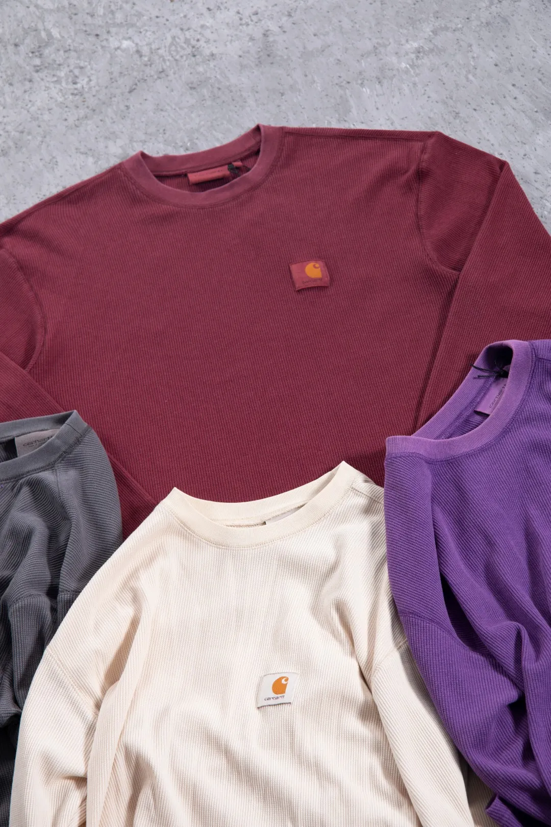Enzyme-Washed Waffle Knit Long-Sleeve T-Shirt D13524984 — view 30