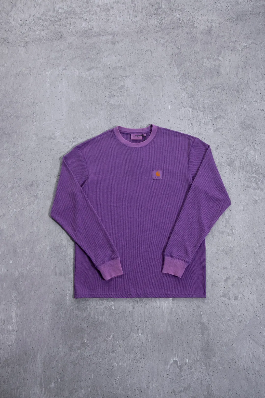 Enzyme-Washed Waffle Knit Long-Sleeve T-Shirt D13524984 — view 32