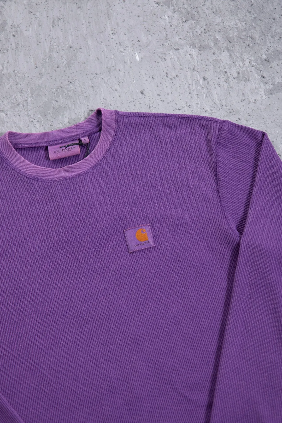 Enzyme-Washed Waffle Knit Long-Sleeve T-Shirt D13524984 — view 33