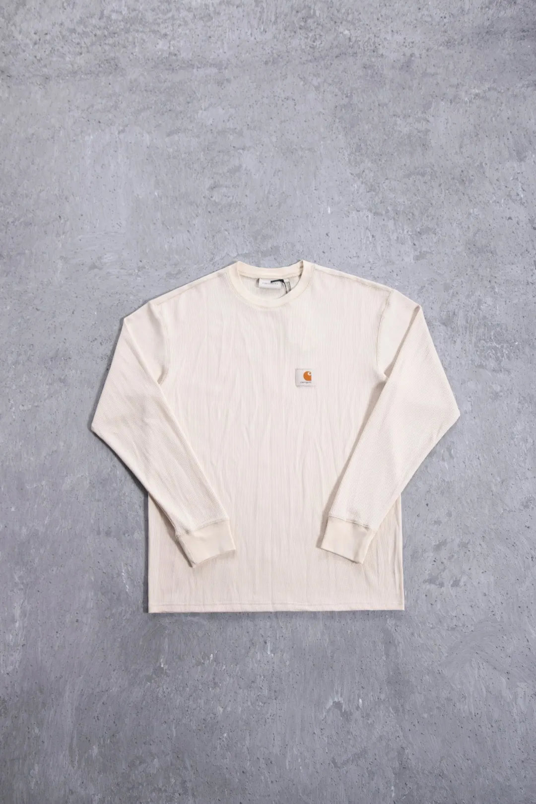 Enzyme-Washed Waffle Knit Long-Sleeve T-Shirt D13524984 — view 34