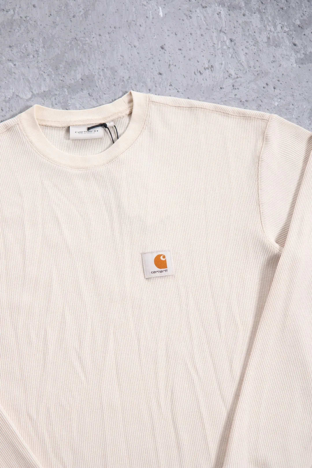 Enzyme-Washed Waffle Knit Long-Sleeve T-Shirt D13524984 — view 35