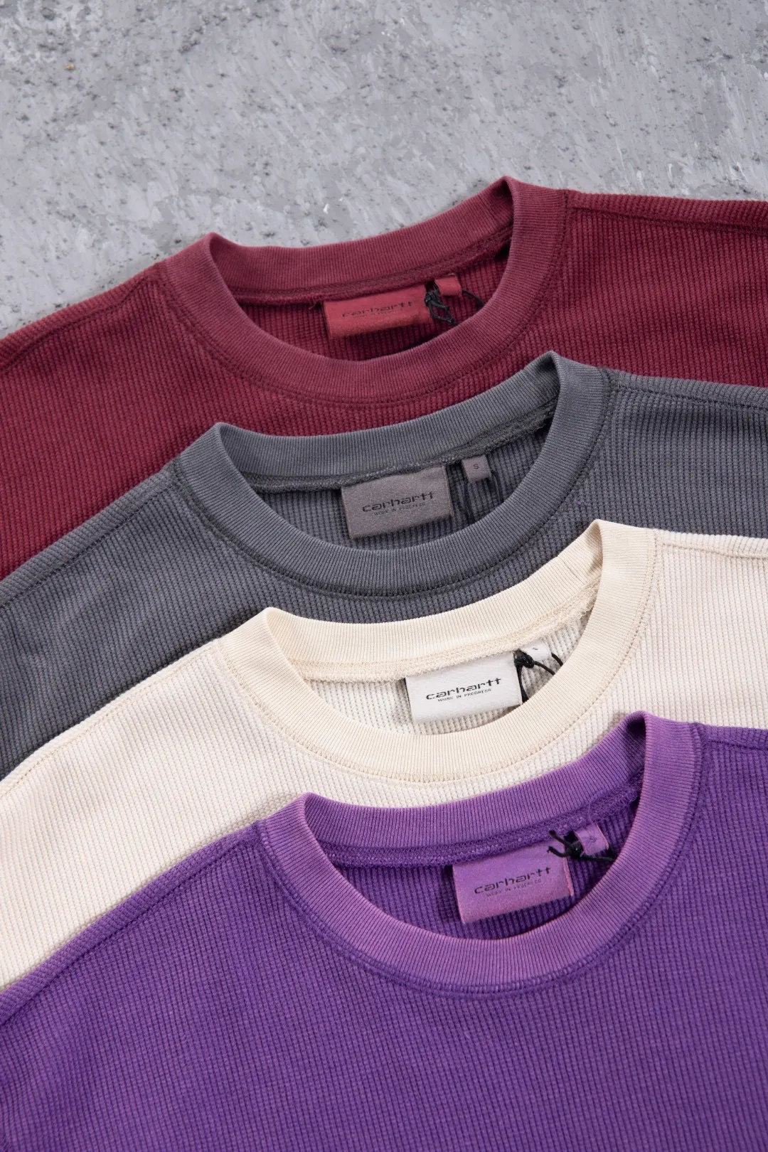 Enzyme-Washed Waffle Knit Long-Sleeve T-Shirt D13524984 — view 40
