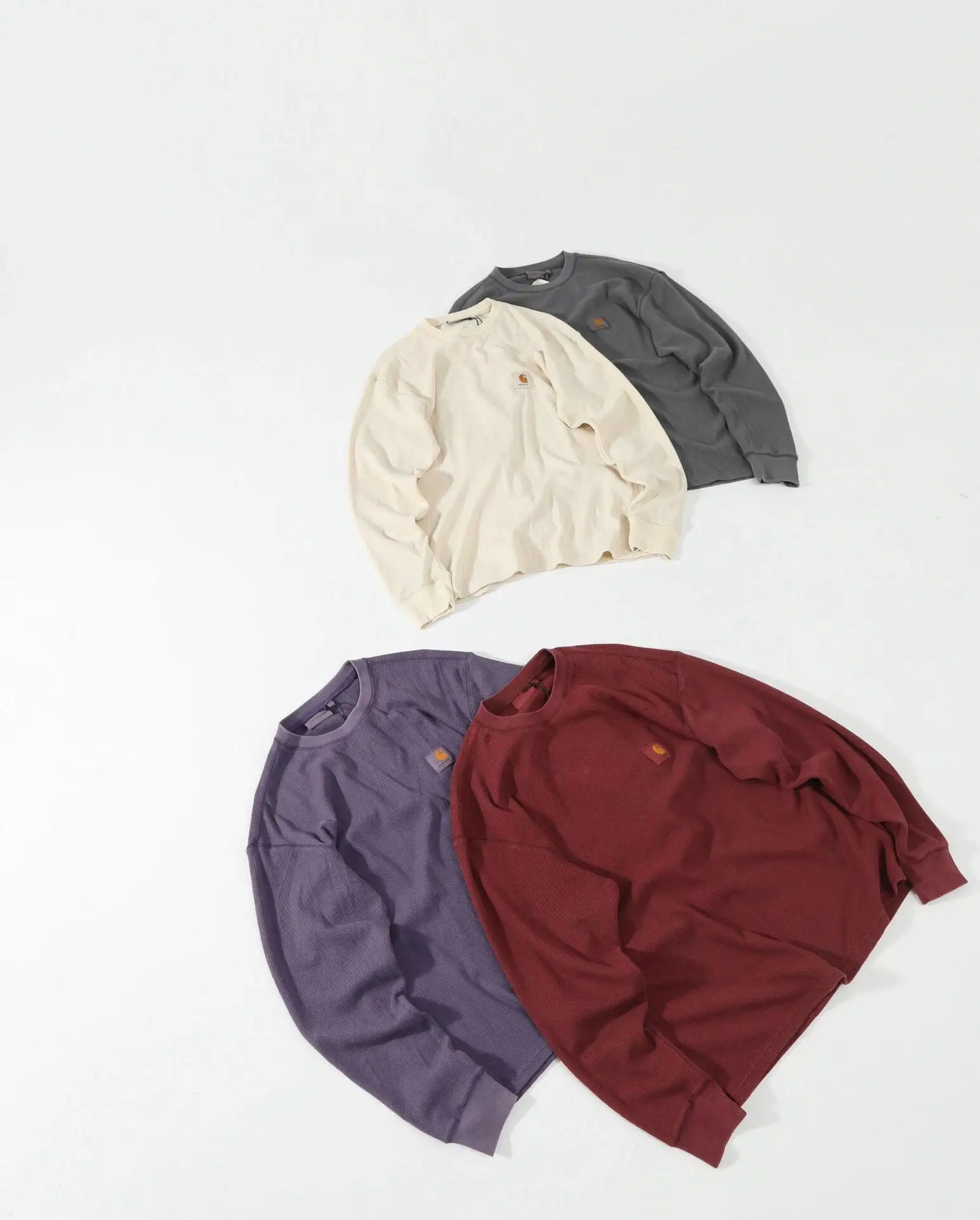 Enzyme-Washed Waffle Knit Long-Sleeve T-Shirt D13524984 — view 60