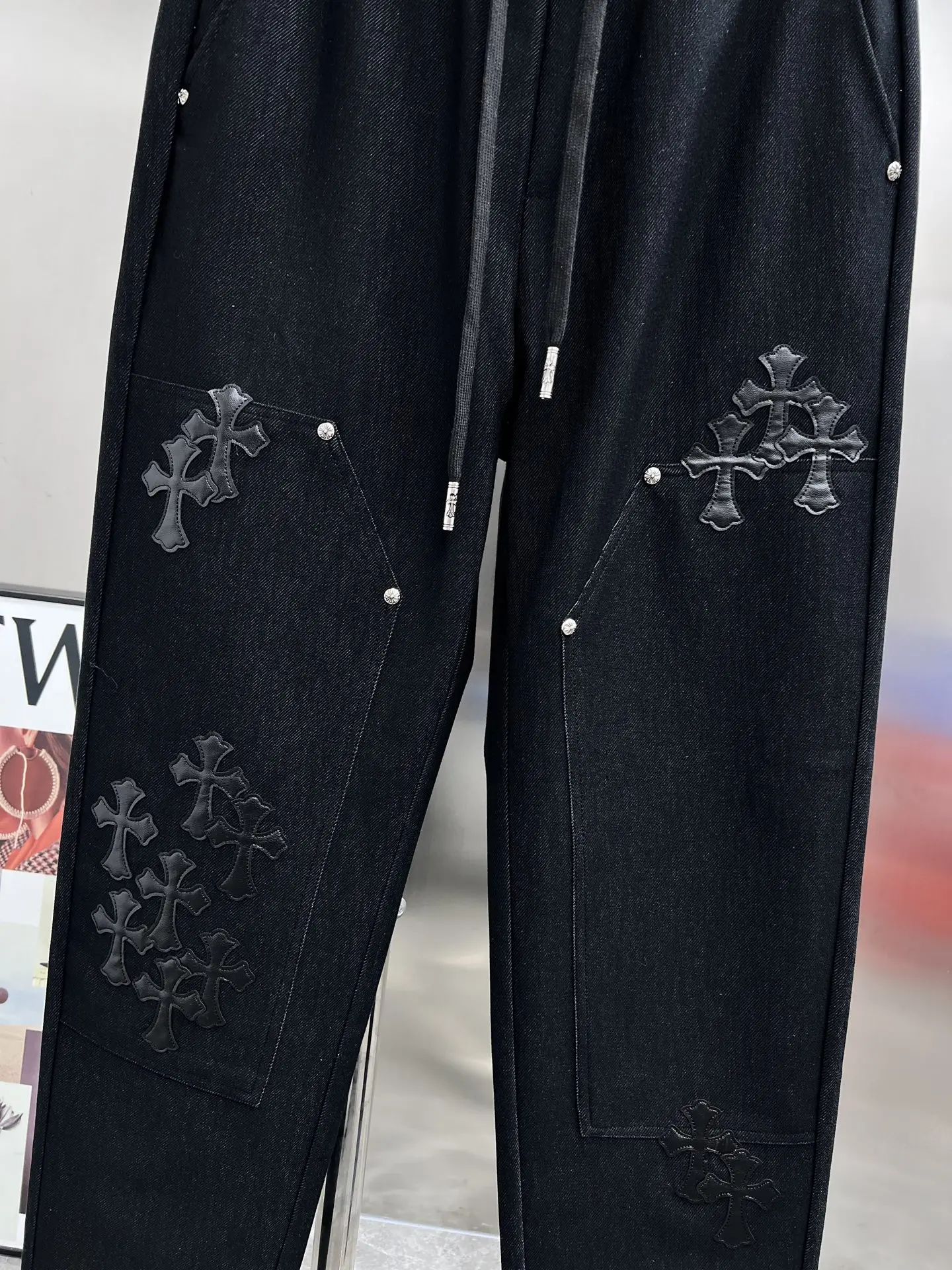 Leather Cross Patch Riveted Trousers D23514649 — view 5