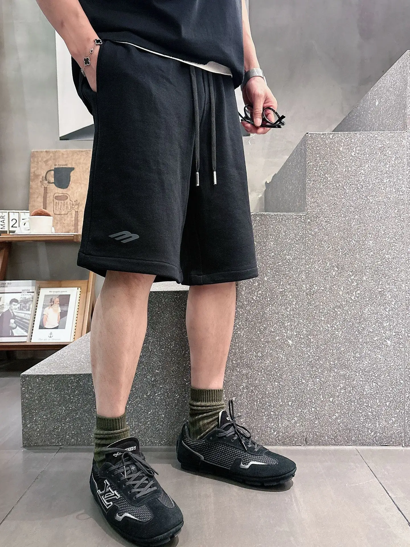 Embroidered Cotton-Jersey Sweat Shorts D20012455 — view 4