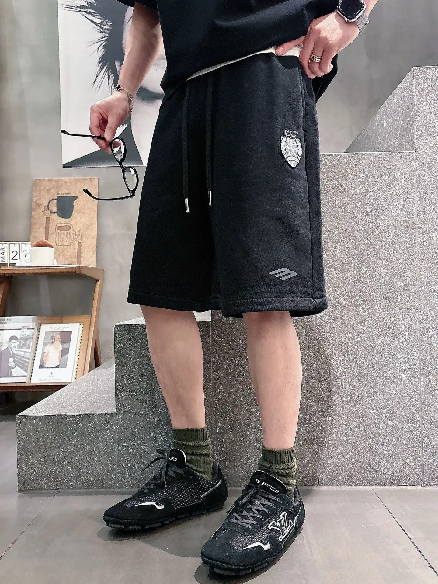 Embroidered Cotton-Jersey Sweat Shorts D20012455 — view 8